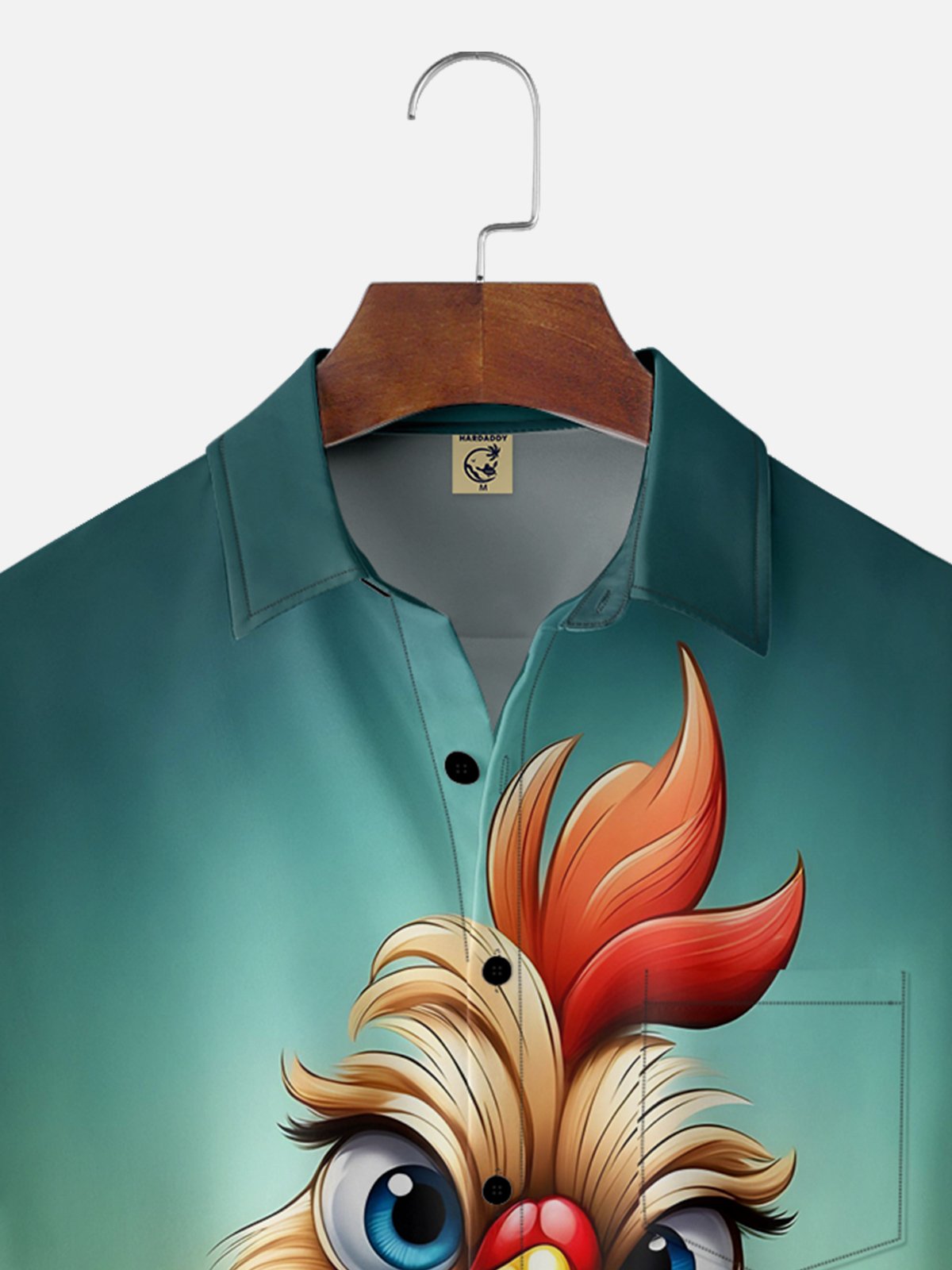 Moisture-wicking Art Abstract Rooster Chest Pocket Hawaiian Shirt