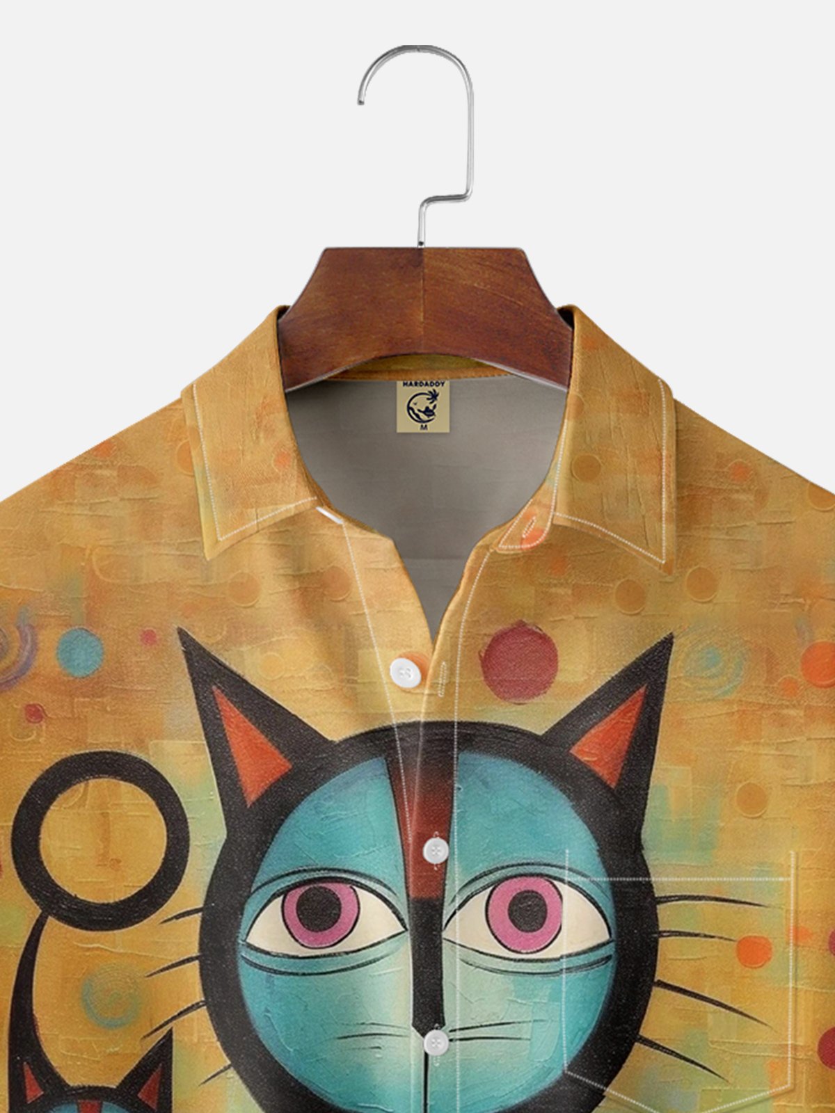 Moisture-wicking Cat Art Painted Chest Pocket Hawaiian Shirt