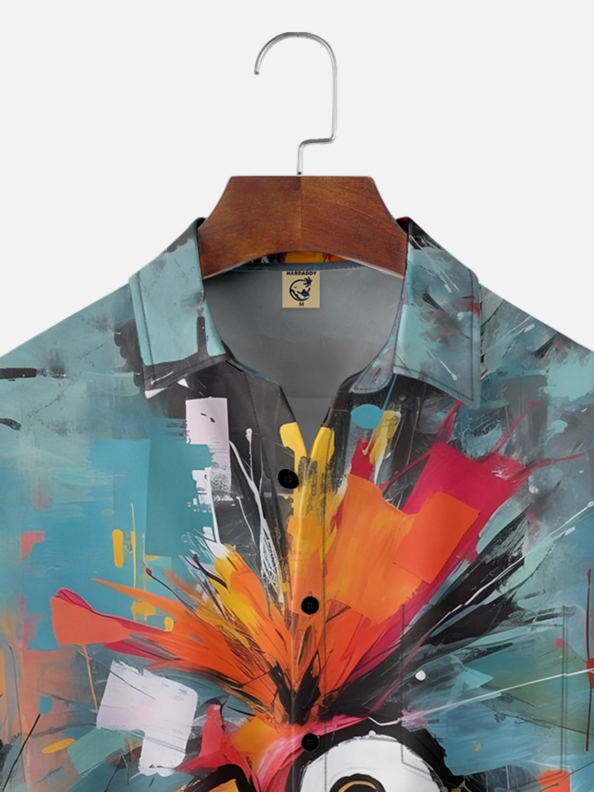 Moisture-wicking Art Abstract Rooster Chest Pocket Hawaiian Shirt