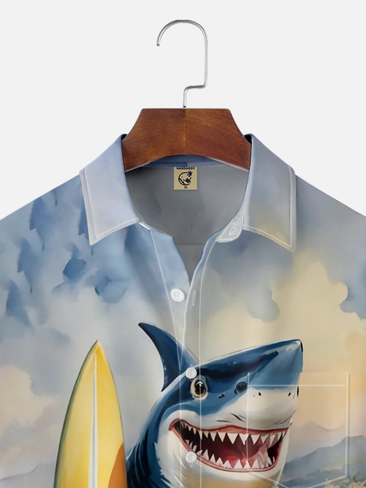 Moisture-wicking Surf Shark Hawaiian Shirt