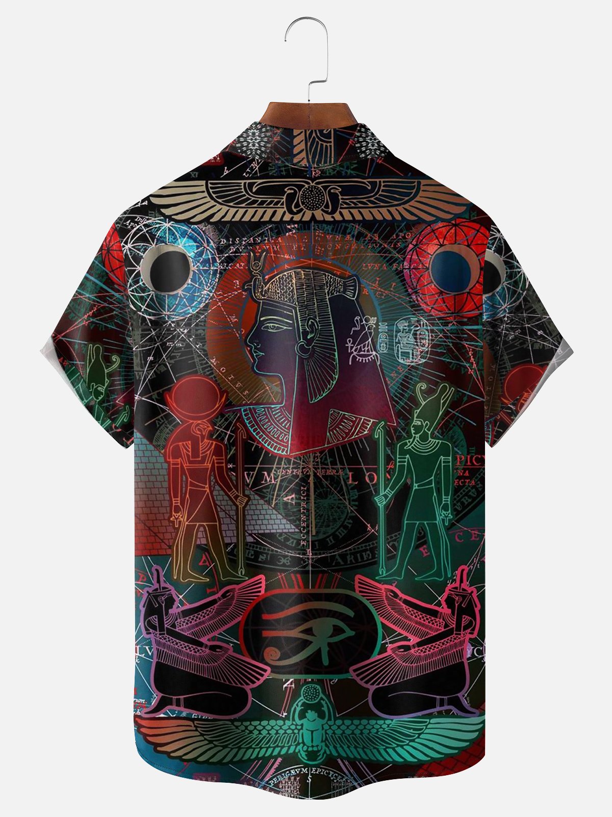 Moisture-wicking Egyptian Art Painting Chest Pocket Hawaiian Shirt