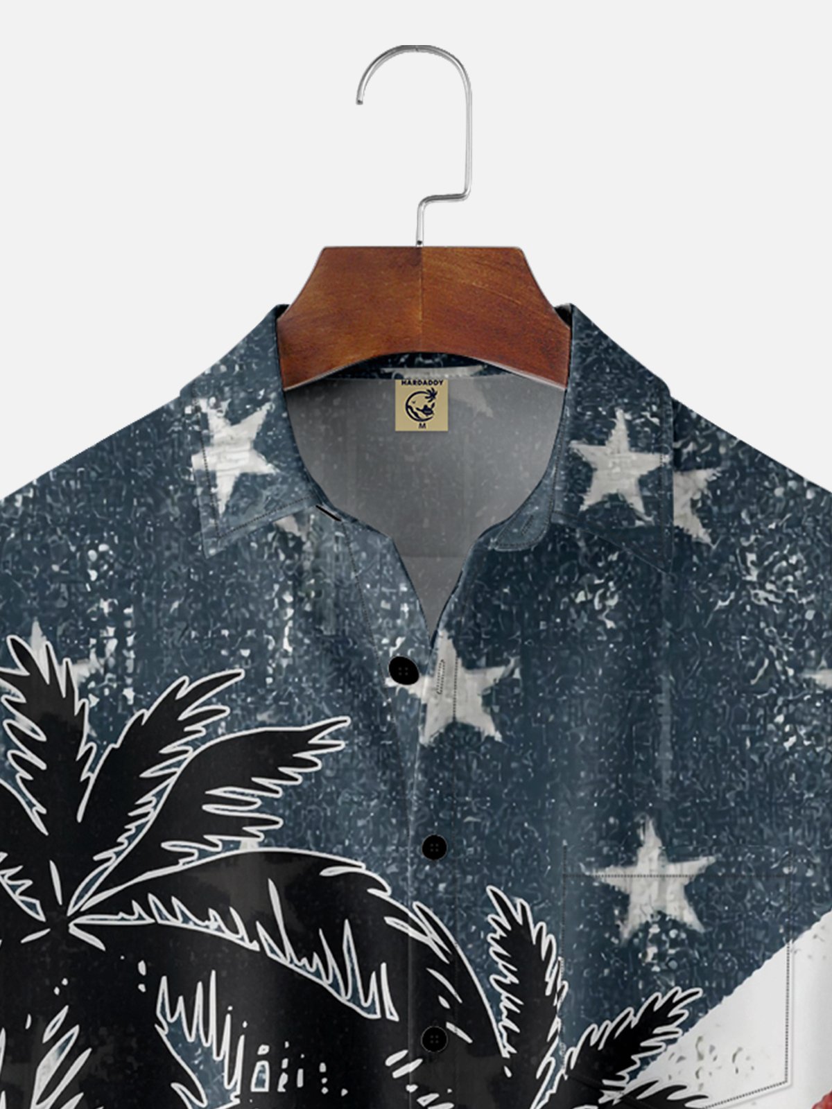 Moisture-wicking American Flag Coconut Chest Pocket Hawaiian Shirt