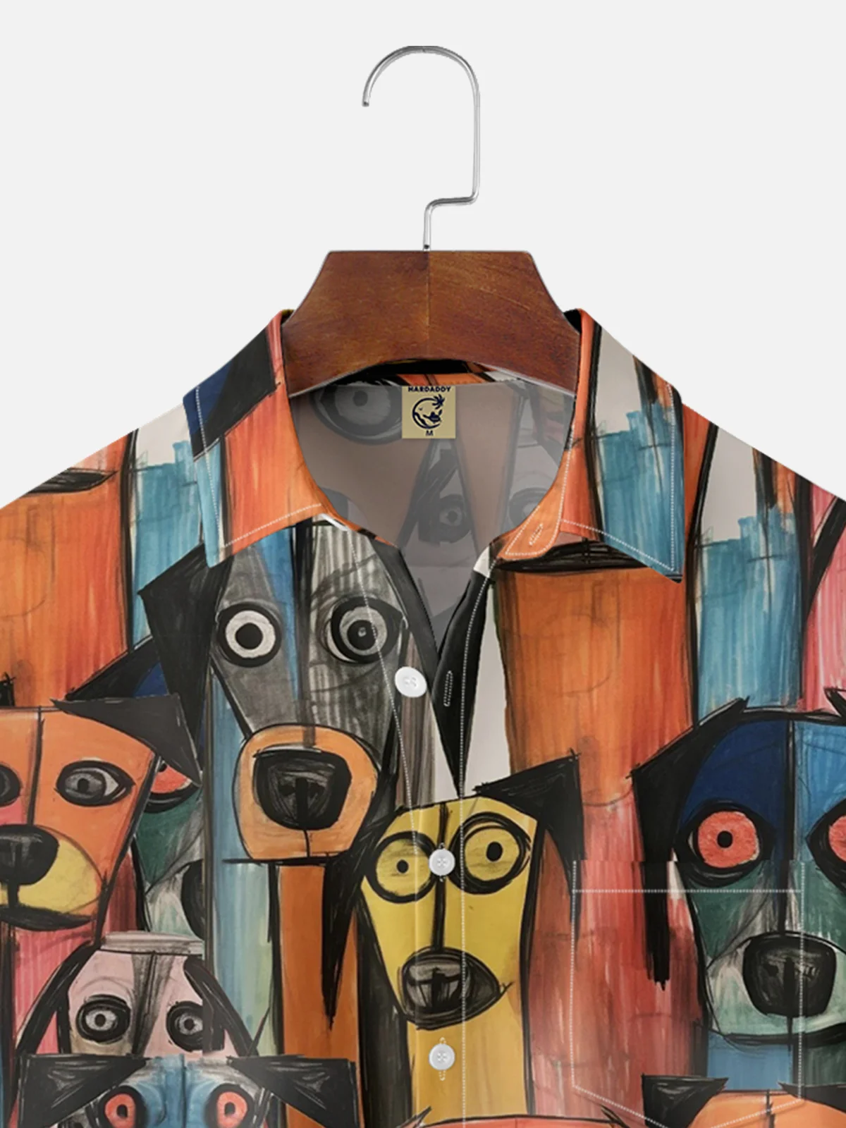 Moisture-wicking Pile of Dog Painting Chest Pocket Hawaiian Shirt