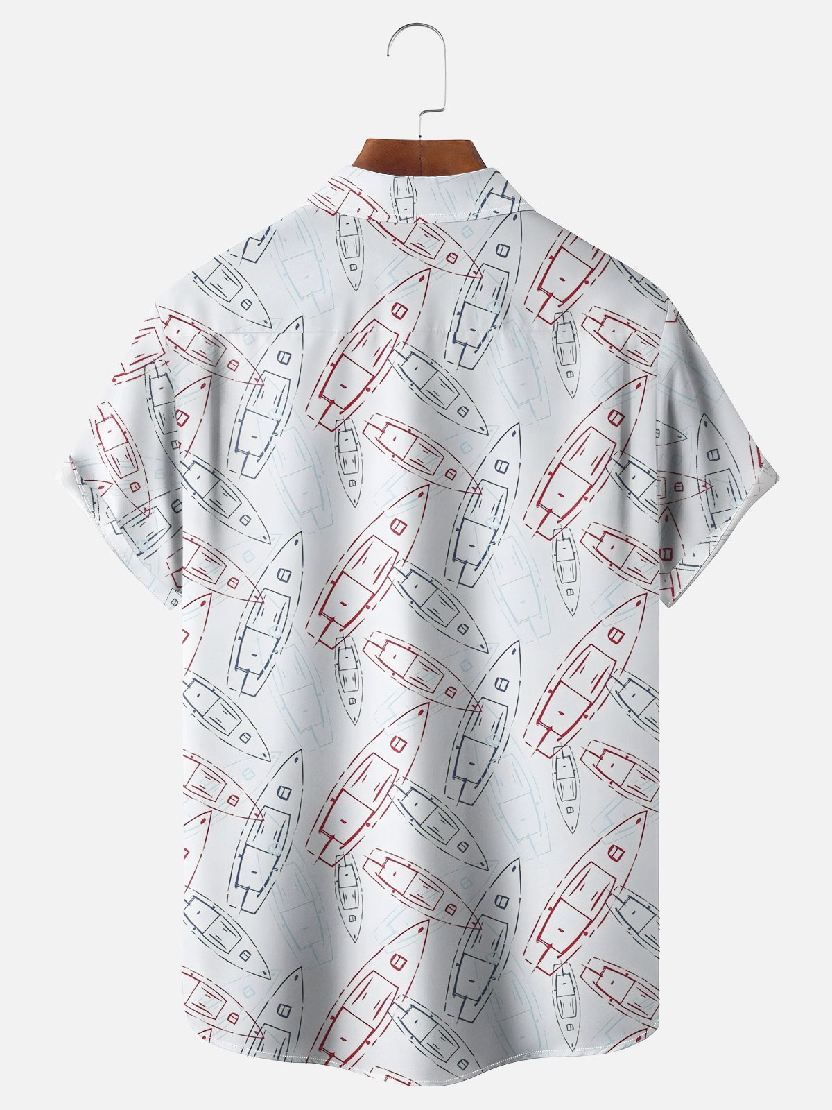 Moisture-wicking Yacht Art Painted Chest Pocket Bowling Shirt