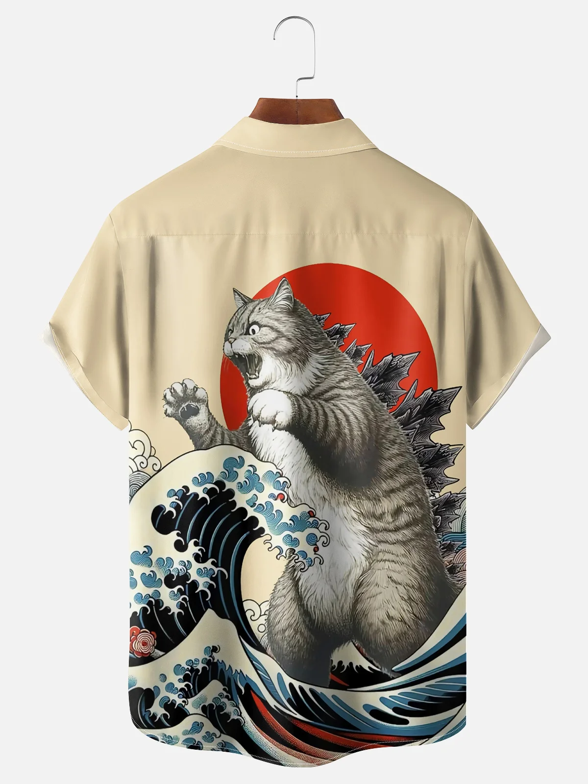 Moisture-wicking Ukiyo-e Monster Cat Hawaiian Shirt