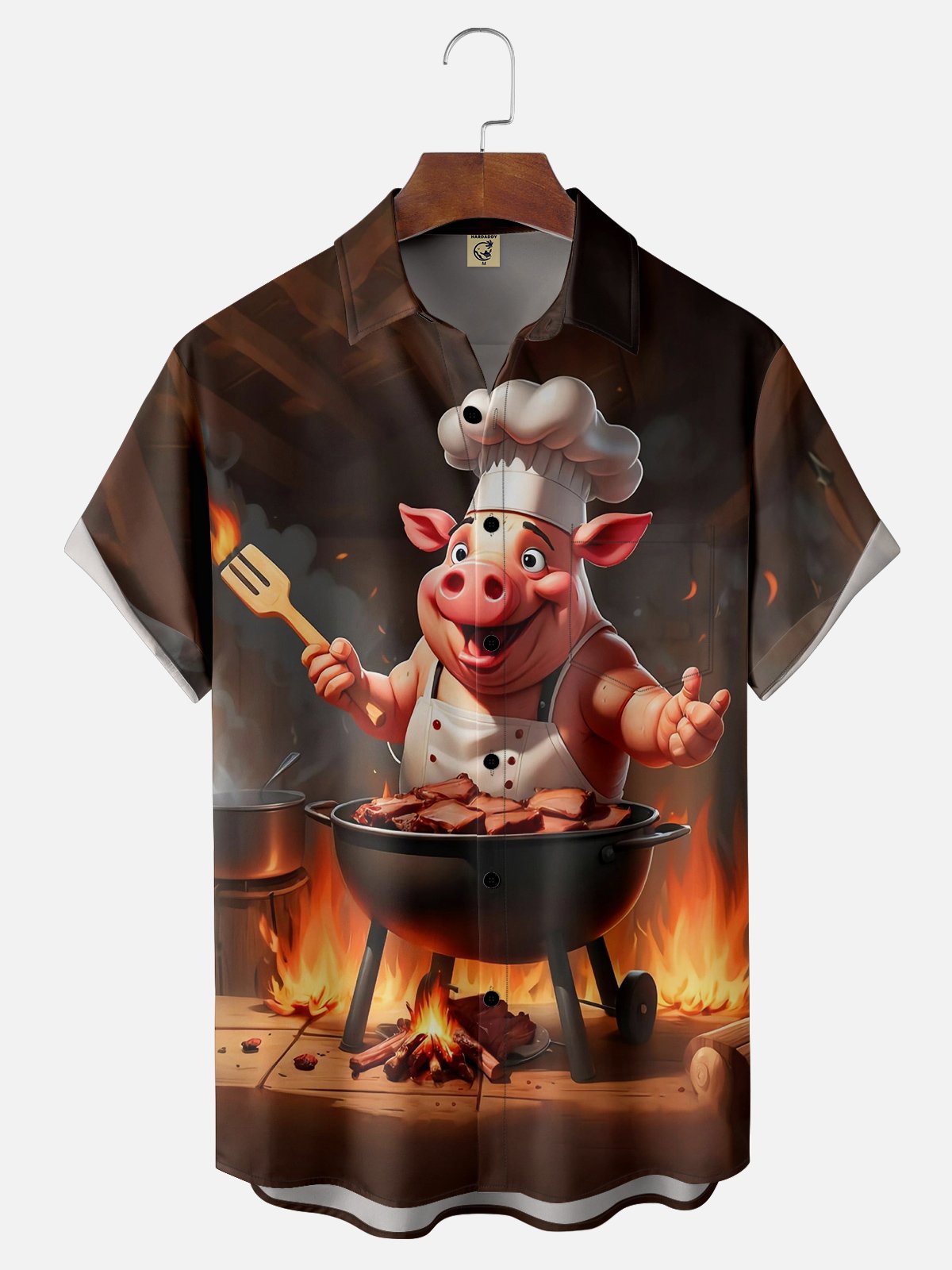 Moisture-wicking BBQ Chef Pig Hawaiian Shirt