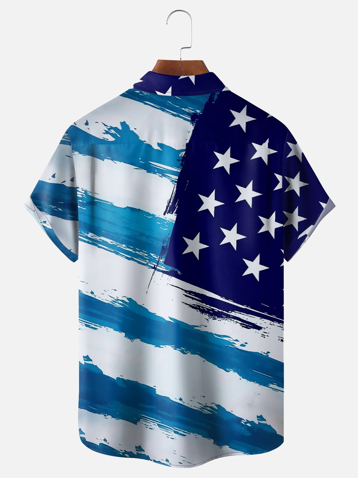 Moisture-wicking American Flag Chest Pocket Hawaiian Shirt