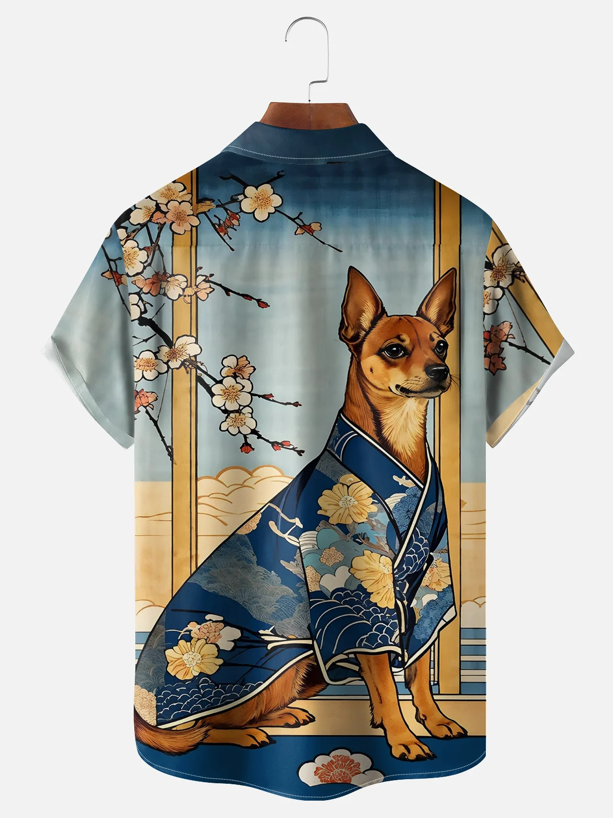 Moisture-wicking Ukiyoe Dog Hawaiian Shirt