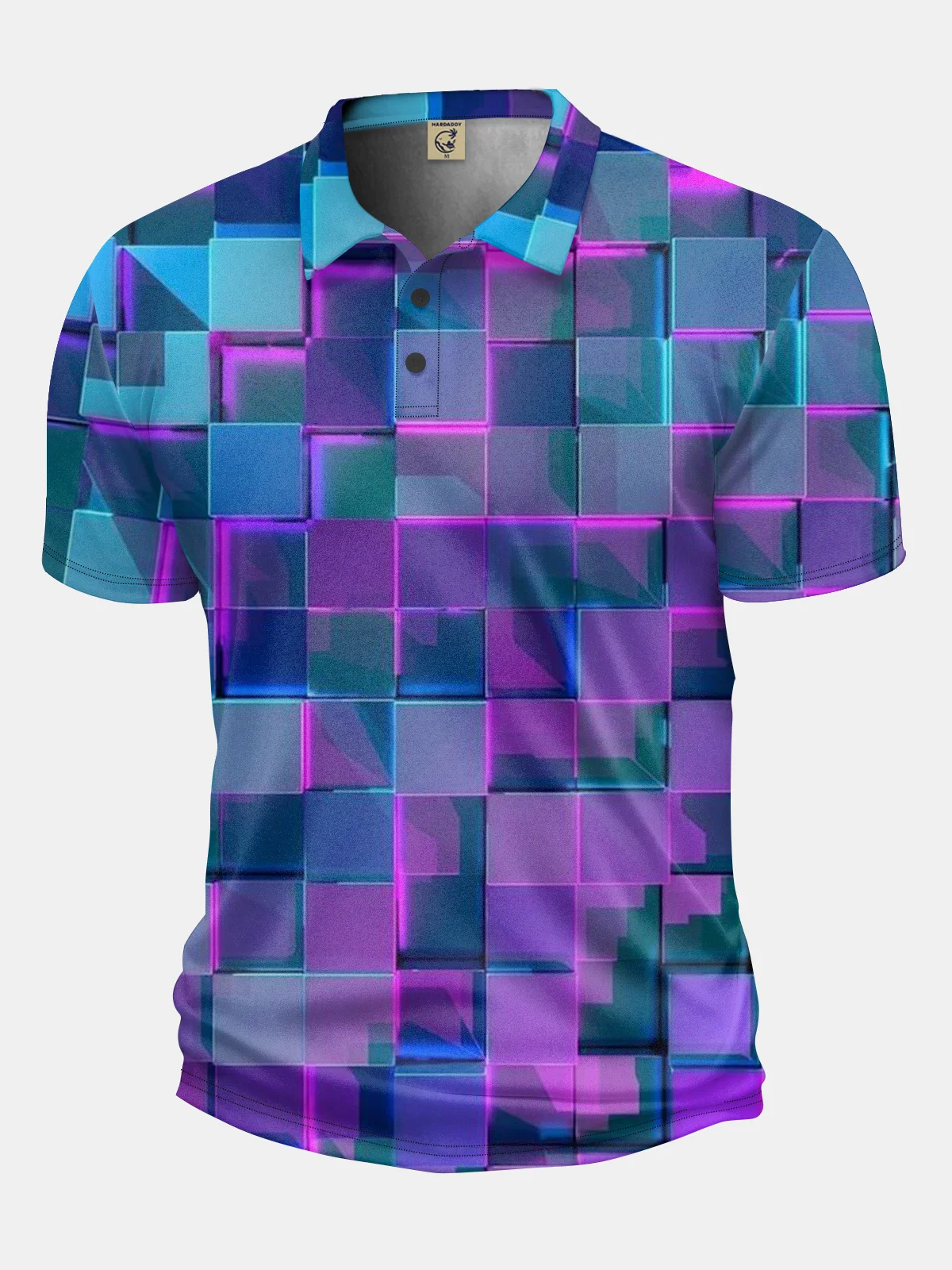 Moisture Wicking Golf Polo 3D Gradient Color Abstract Geometry