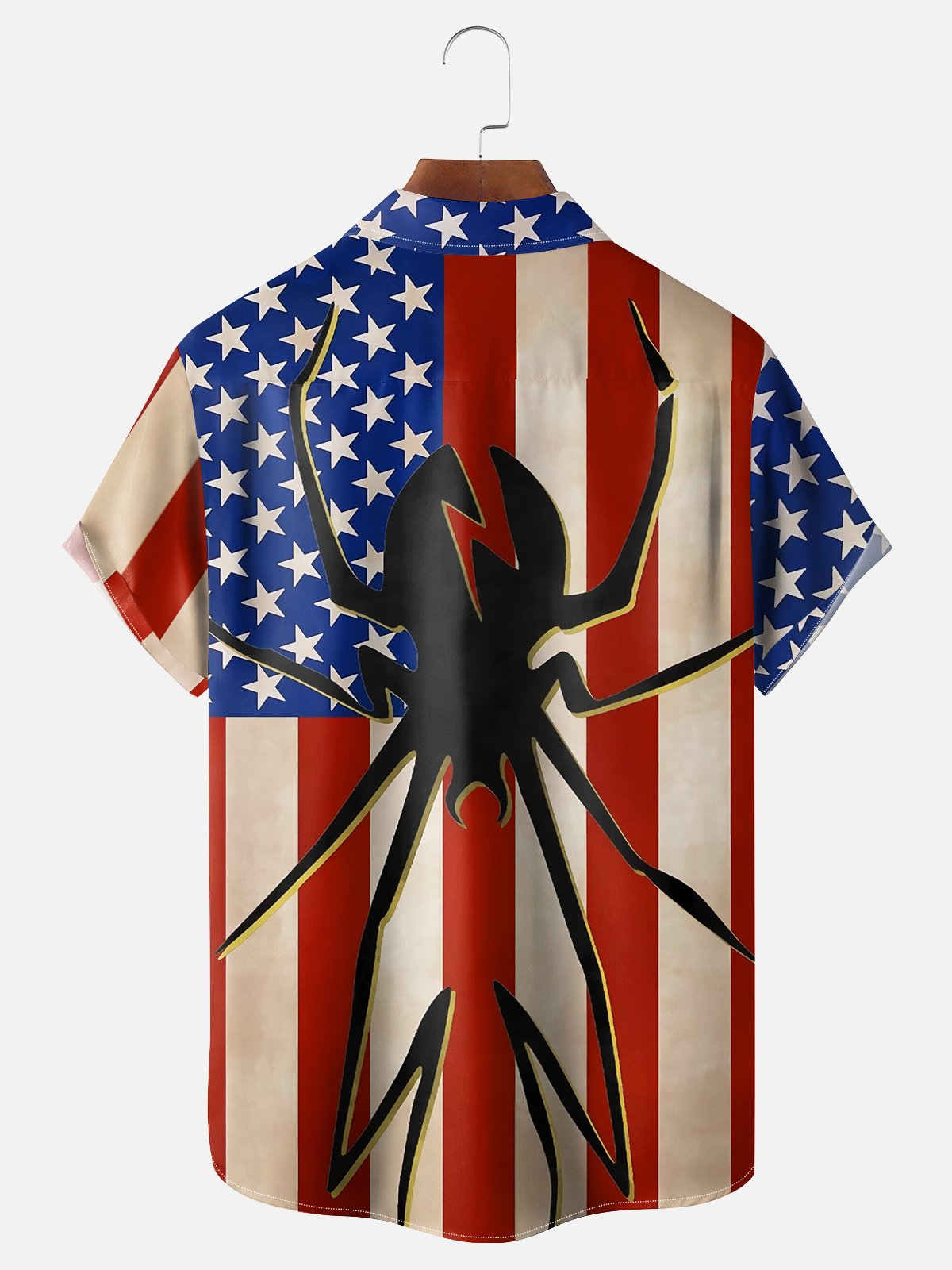 Moisture-wicking American Flag Chest Pocket Hawaiian Shirt