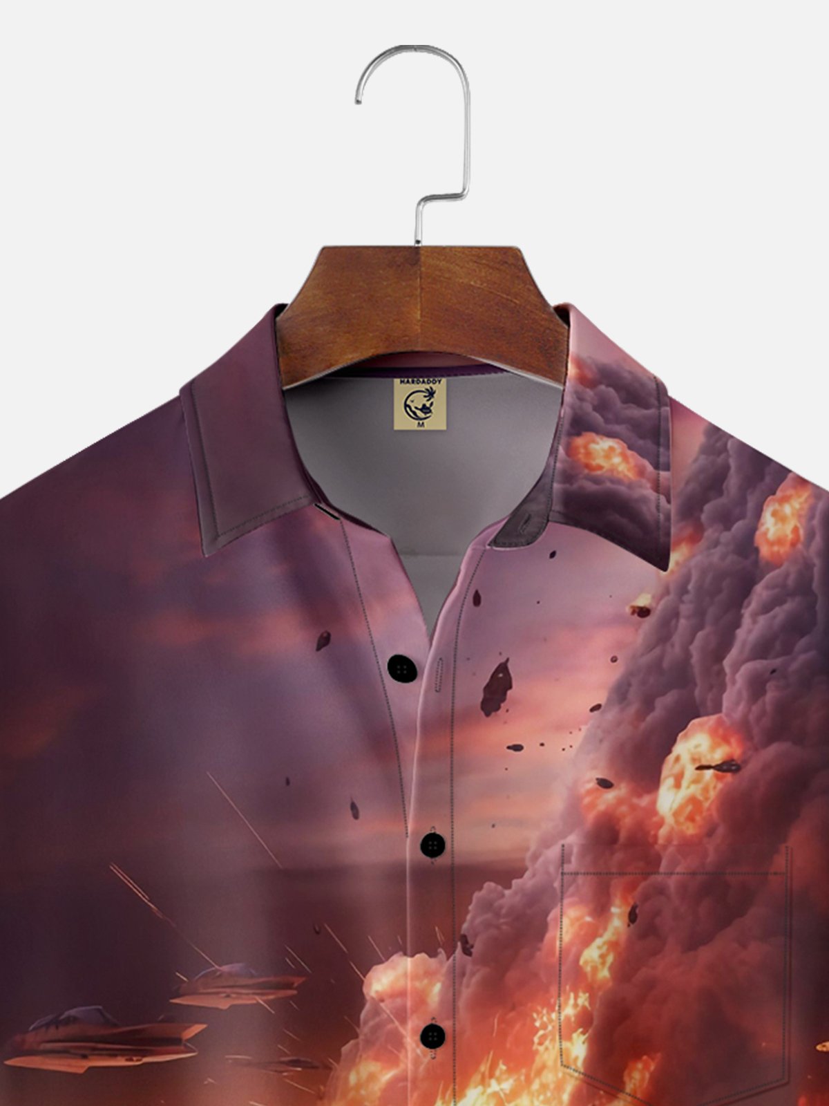 Moisture-wicking Space Battle Spaceship Chest Pocket Hawaiian Shirt