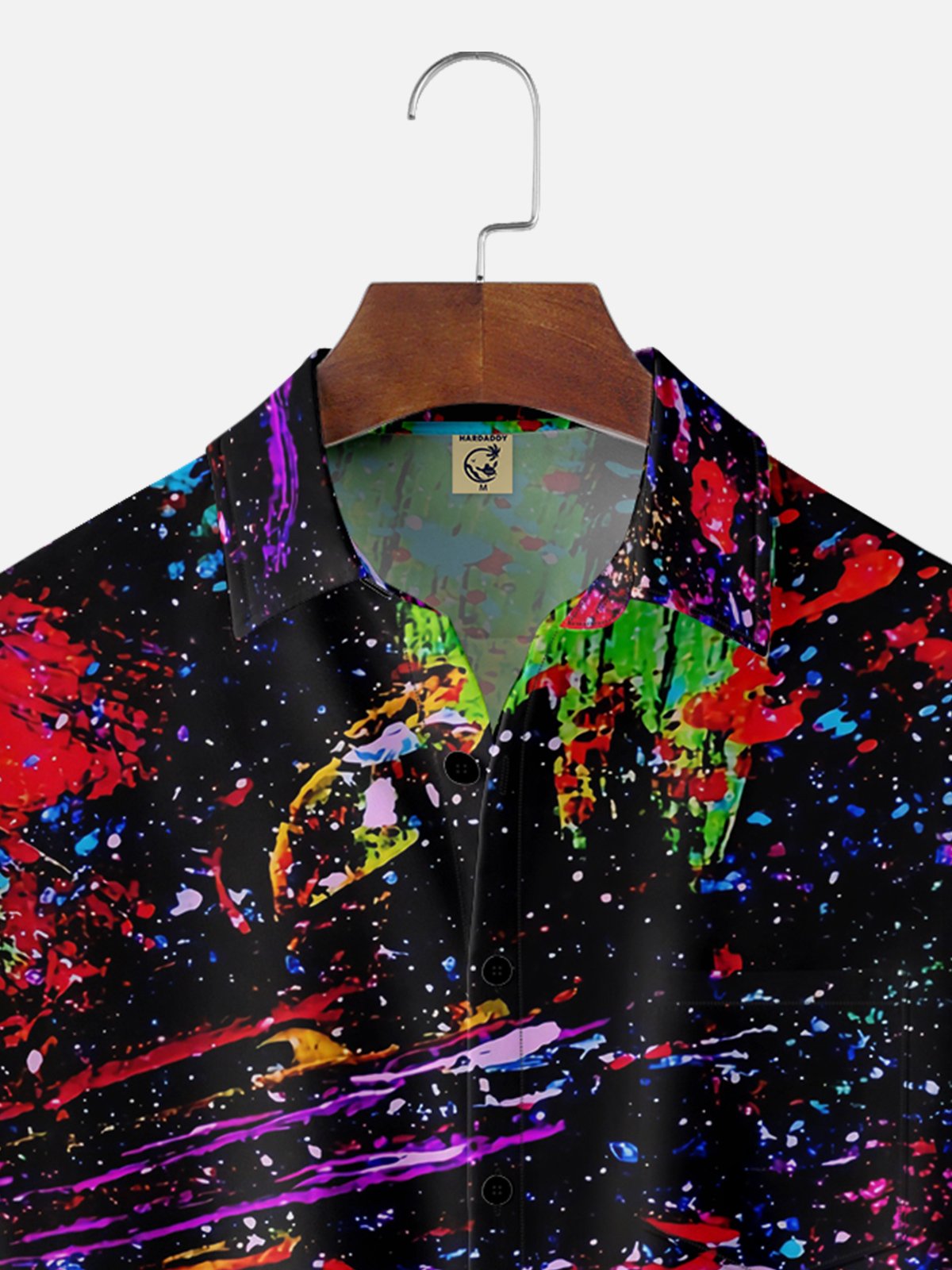 Moisture-wicking Abstract Art Stripes Chest Pocket Hawaiian Shirt