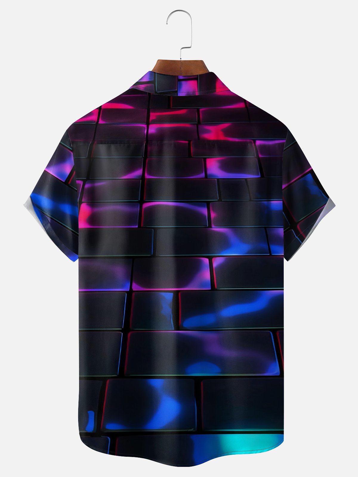 Moisture-wicking Gradient Color Abstract Geometric Chest Pocket Hawaiian Shirt