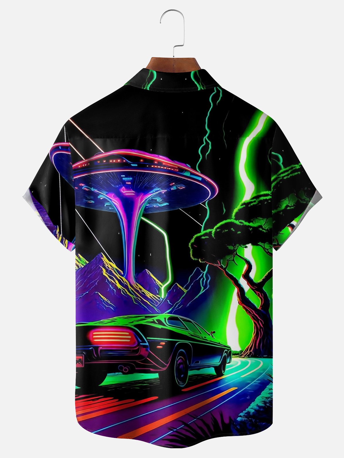 Moisture-wicking Abstract Sci-fi Car Chest Pocket Hawaiian Shirt