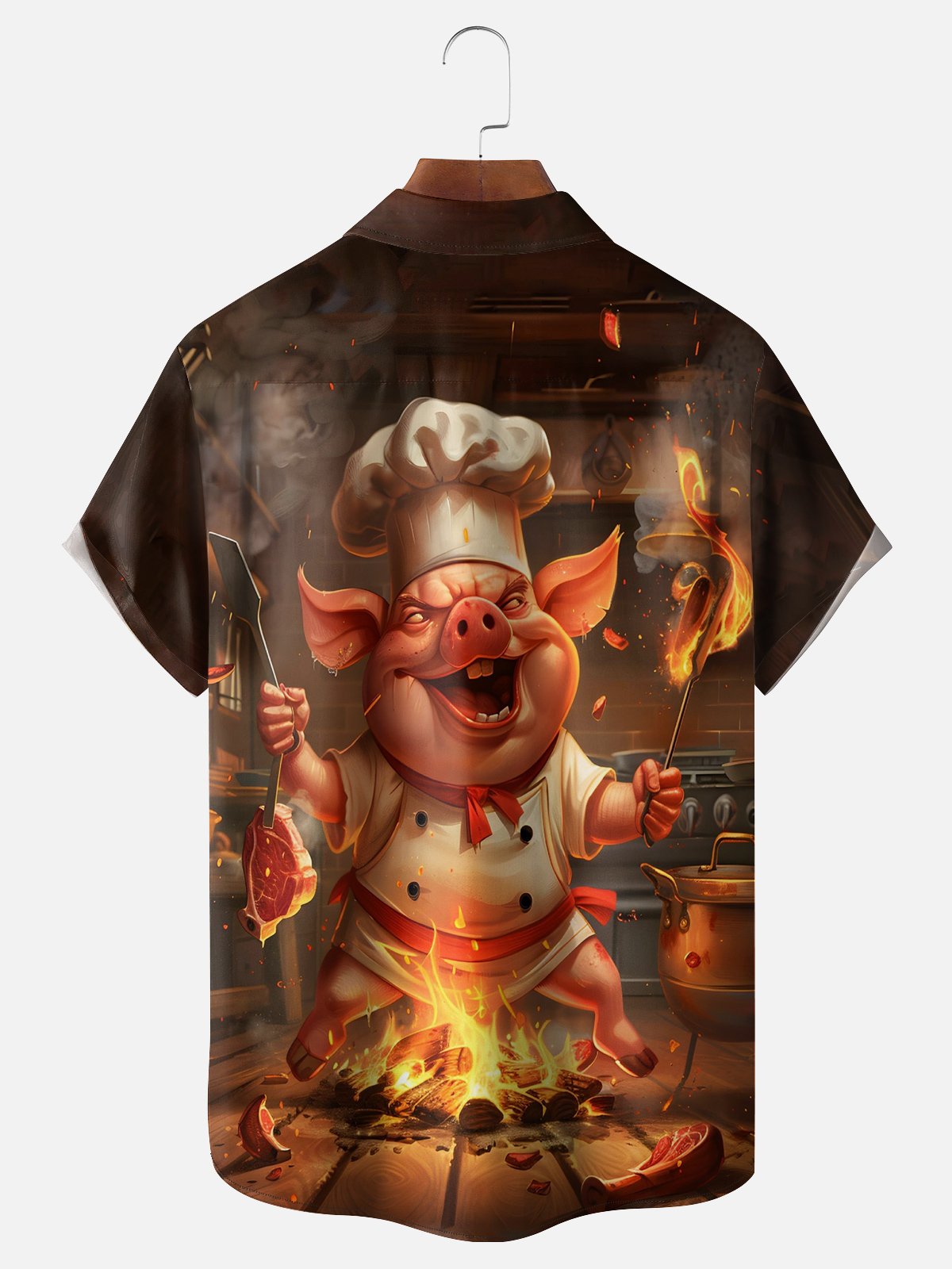 Moisture Wicking Funny BBQ Pig Hawaiian Shirt