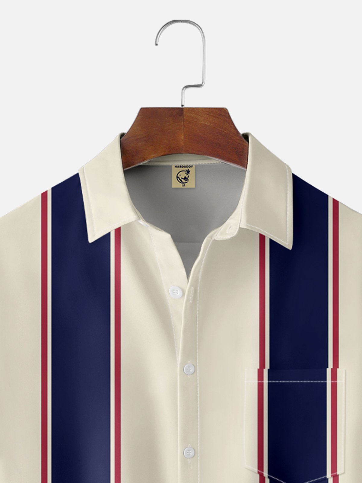 Moisture-Wicking Geometric Stripe Bowling Shirt