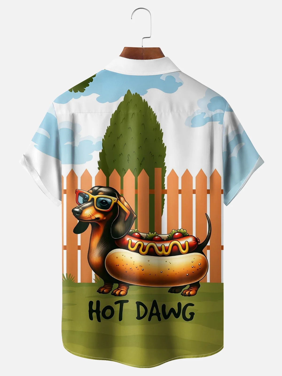 Moisture Wicking Funny Hot Dog Hawaiian Shirt