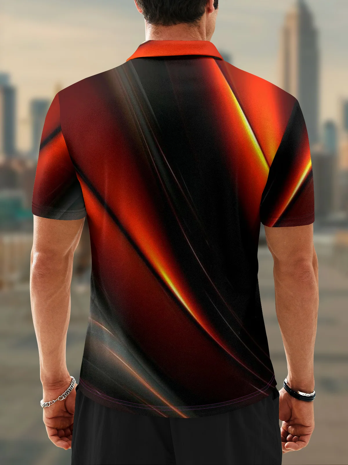 Moisture Wicking Golf Polo 3D Gradient Color Abstract Geometric