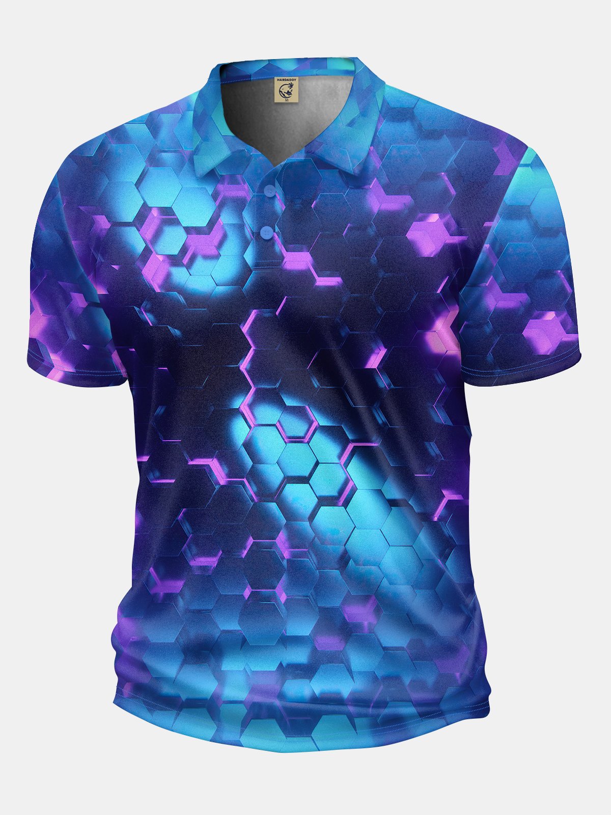 Moisture Wicking Golf Polo 3D Gradient Color Abstract Mechanical Geometry