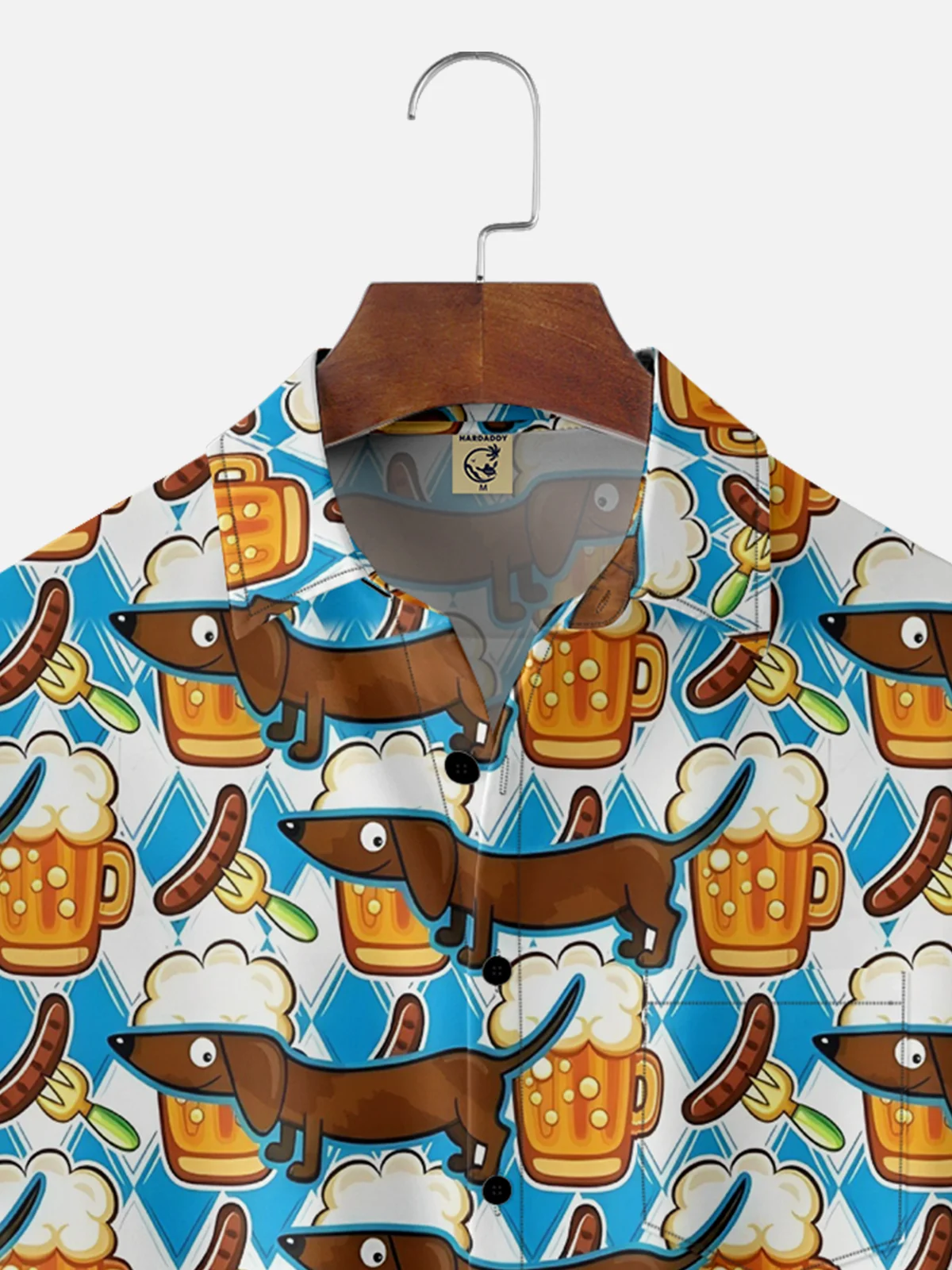 Moisture-wicking Dachshund Beer Chest Pocket Hawaiian Shirt