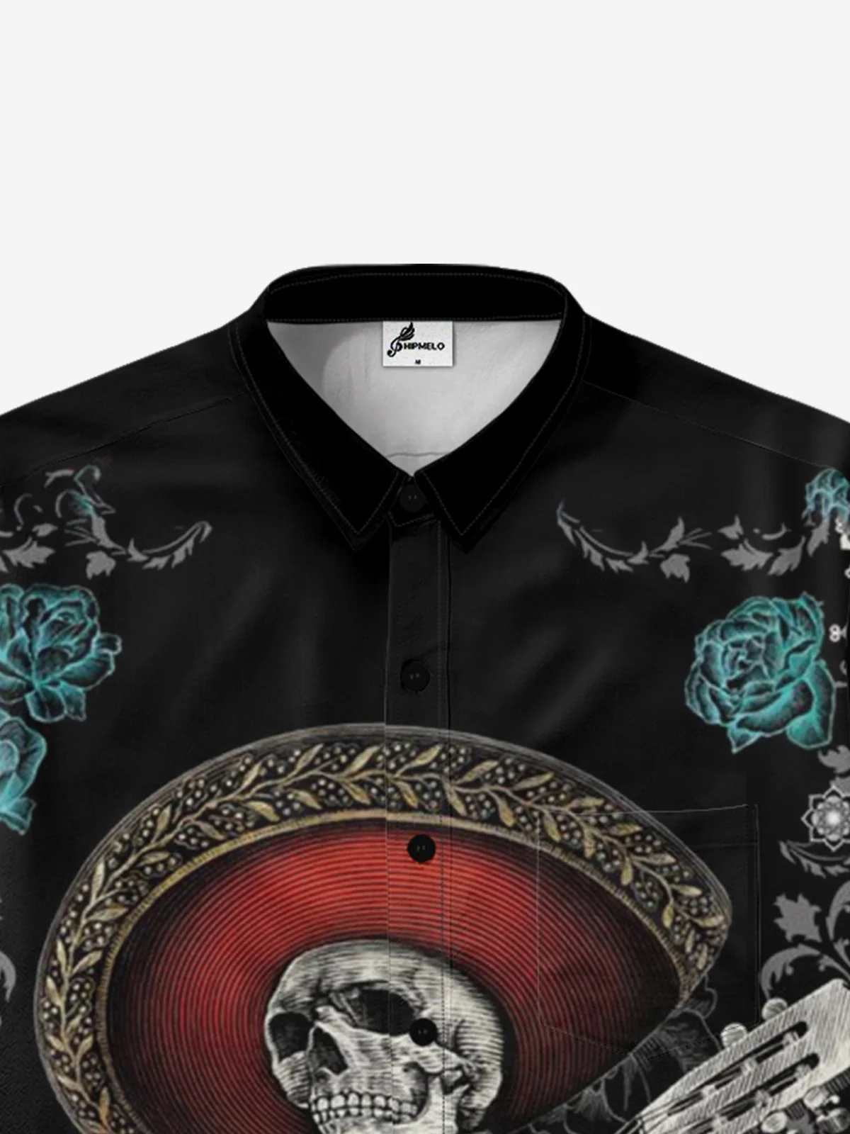 Moisture-wicking Skull Guitarist Hawaiian Shirt