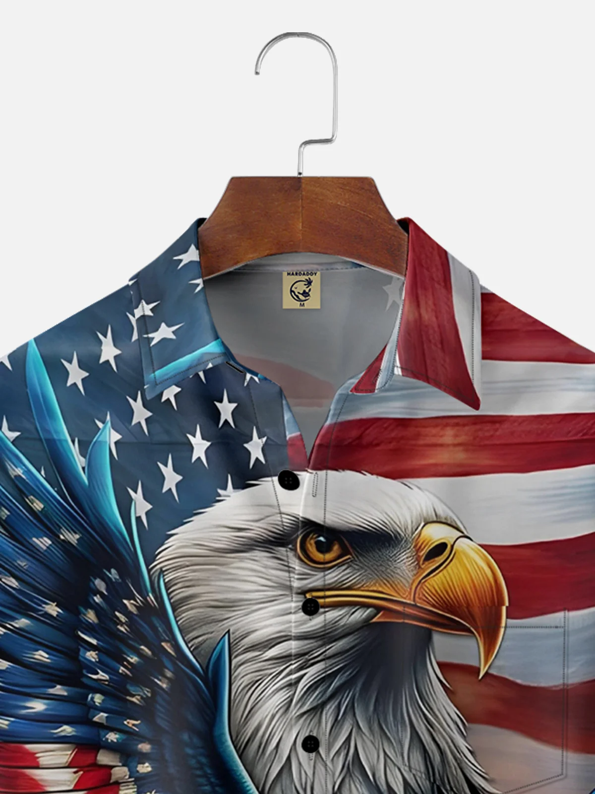 Moisture-wicking American Eagle American Flag Chest Pocket Hawaiian Shirt