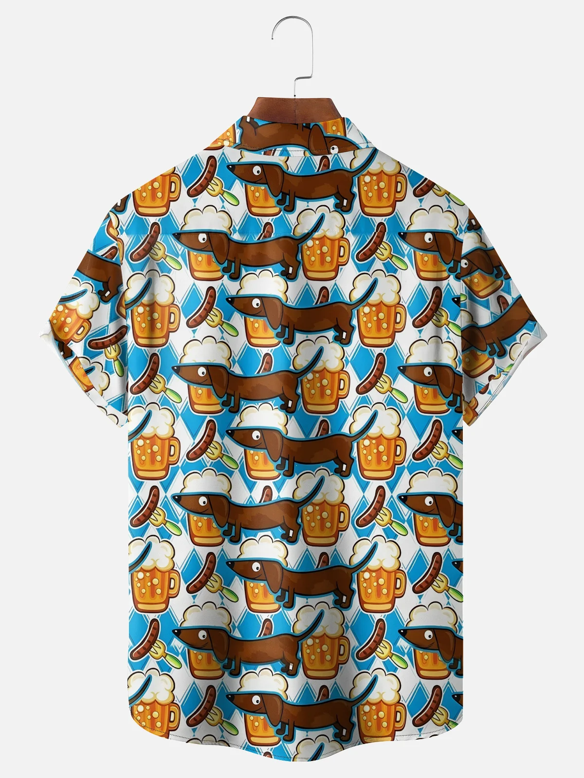 Moisture-wicking Dachshund Beer Chest Pocket Hawaiian Shirt