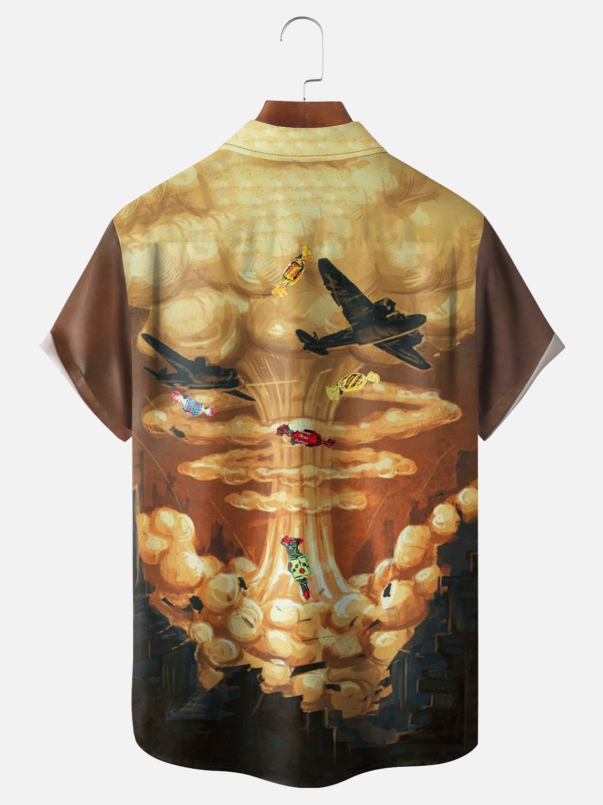 Moisture-wicking Airplane Painting Chest Pocket Hawaiian Shirt