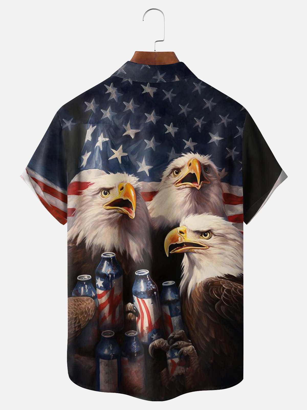 Moisture-wicking Bald Eagle Party Chest Pocket Hawaiian Shirt