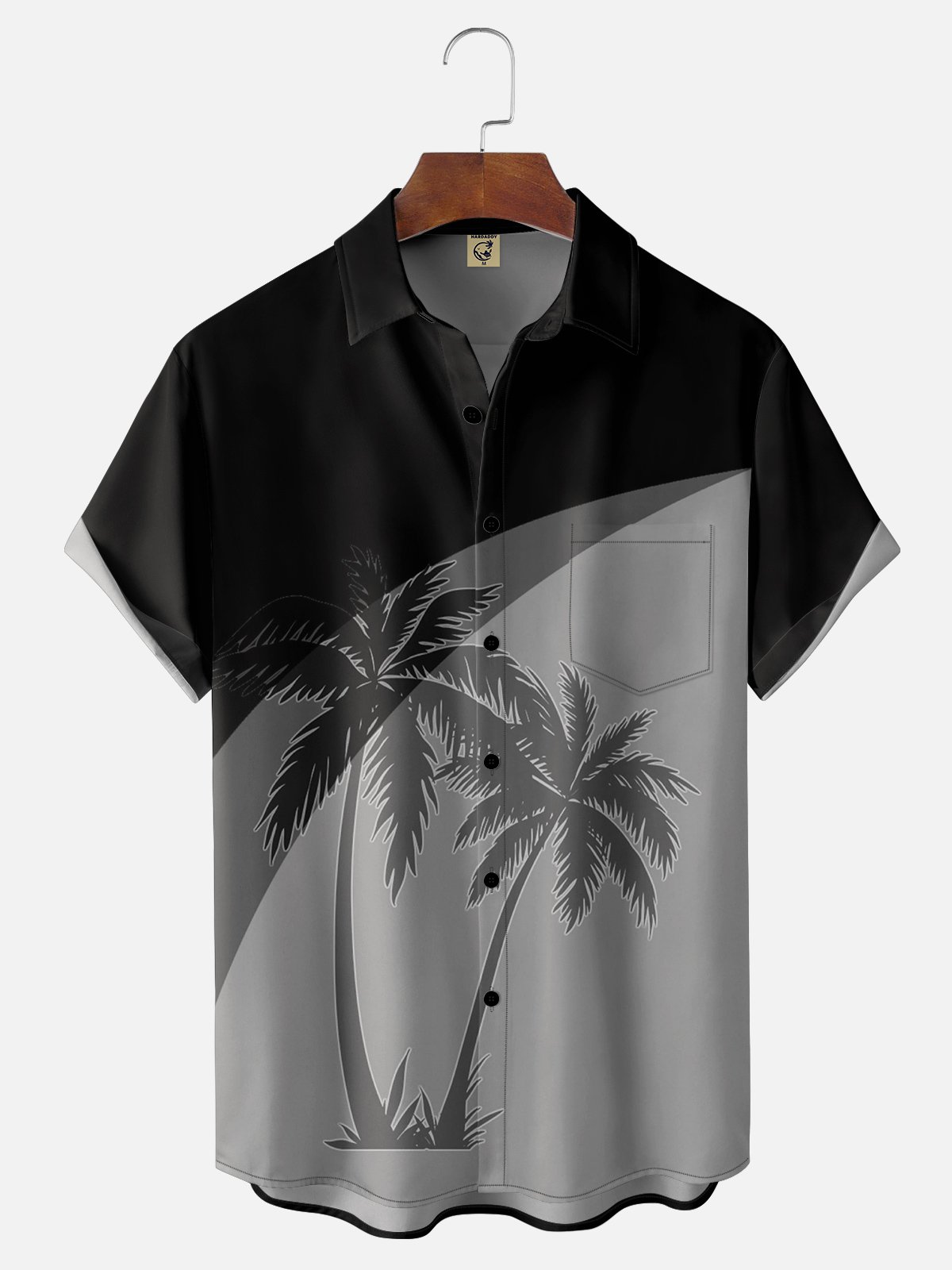 Moisture-wicking Coconut Tree Chest Pocket Hawaiian Shirt