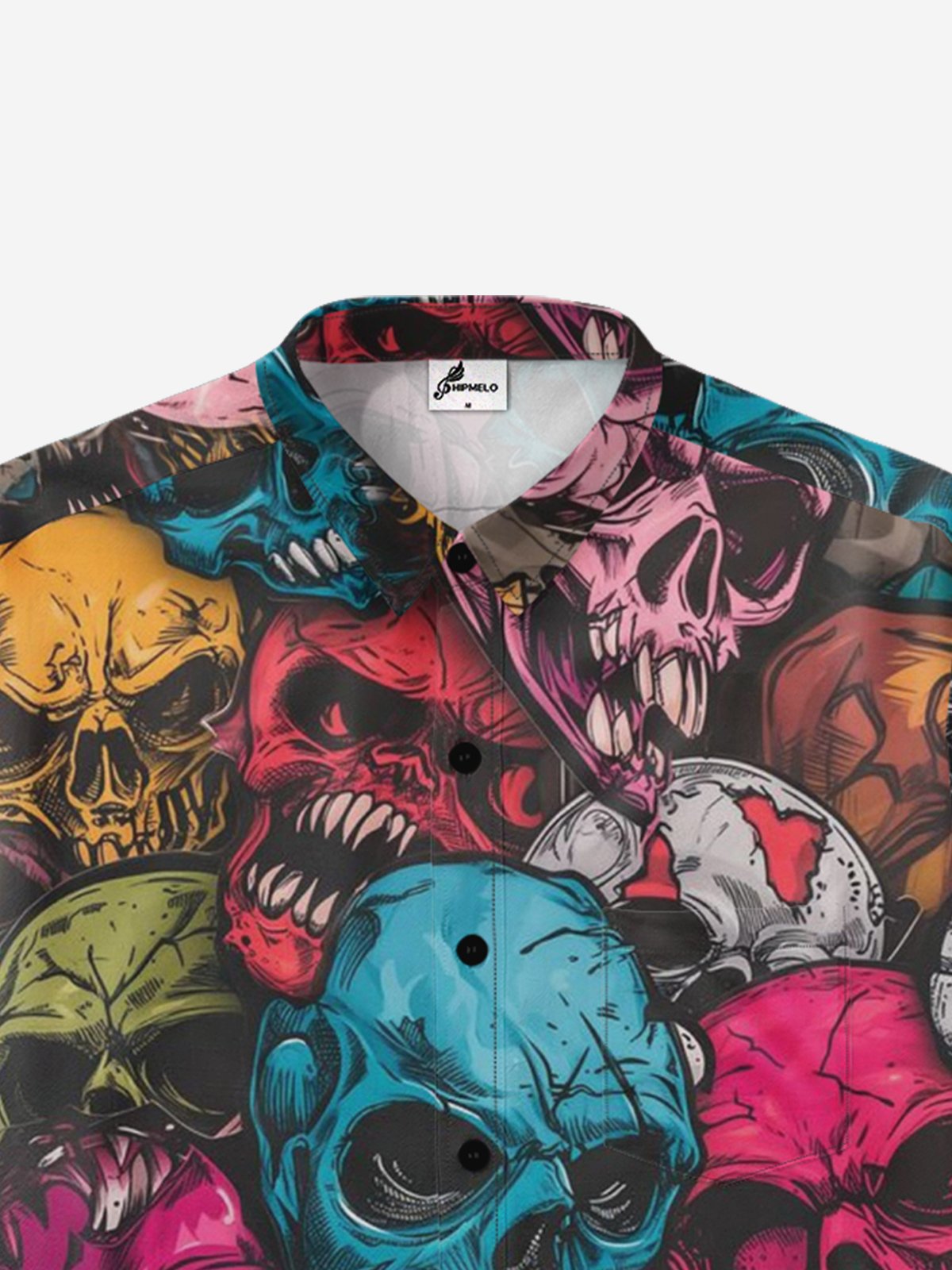 Moisture-wicking Skull Illustration Hawaiian Shirt