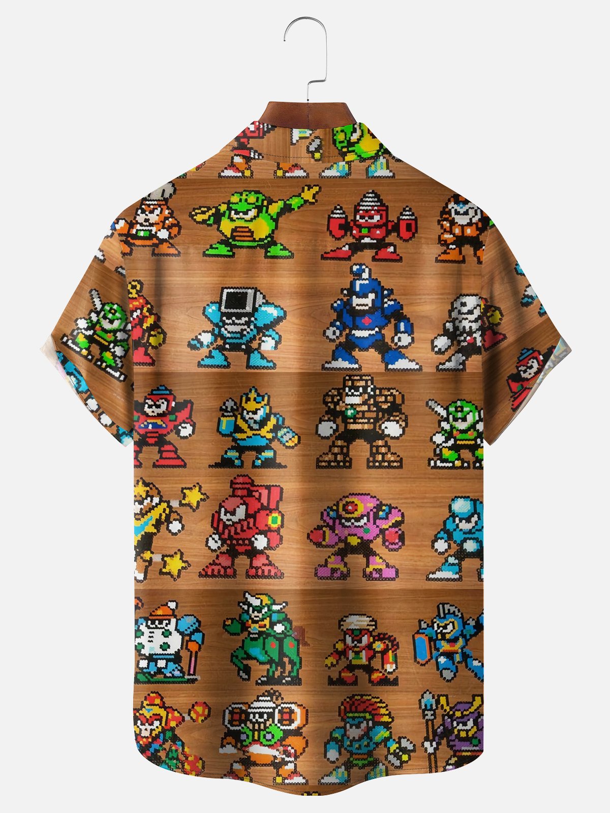 Moisture-wicking Retro Cartoon Chest Pocket Hawaiian Shirt