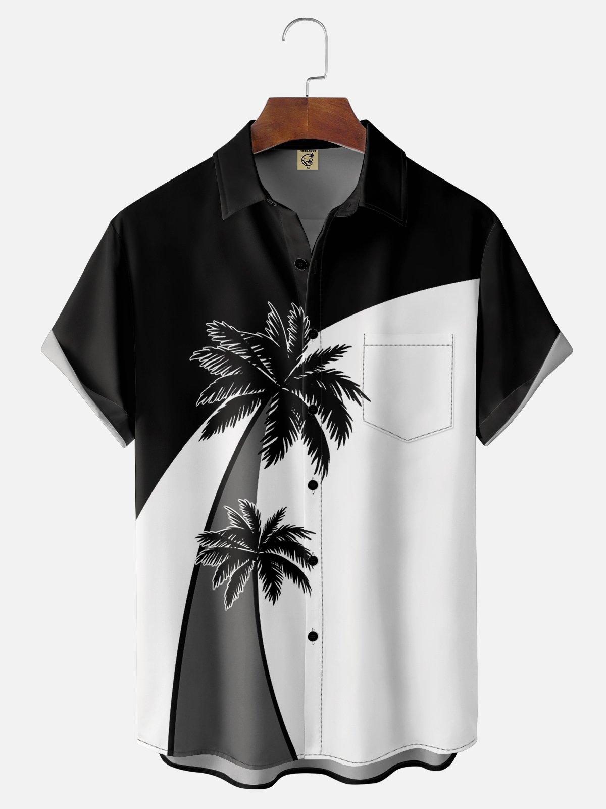 Moisture-wicking Coconut Tree Chest Pocket Hawaiian Shirt