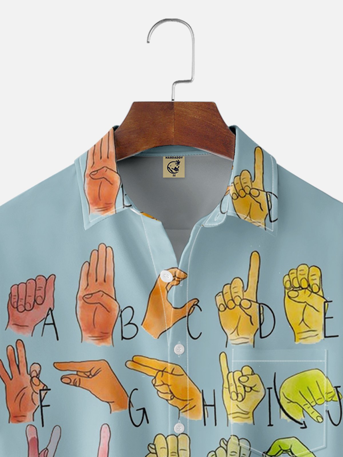 Moisture-wicking Sign Language Chest Pocket Hawaiian Shirt