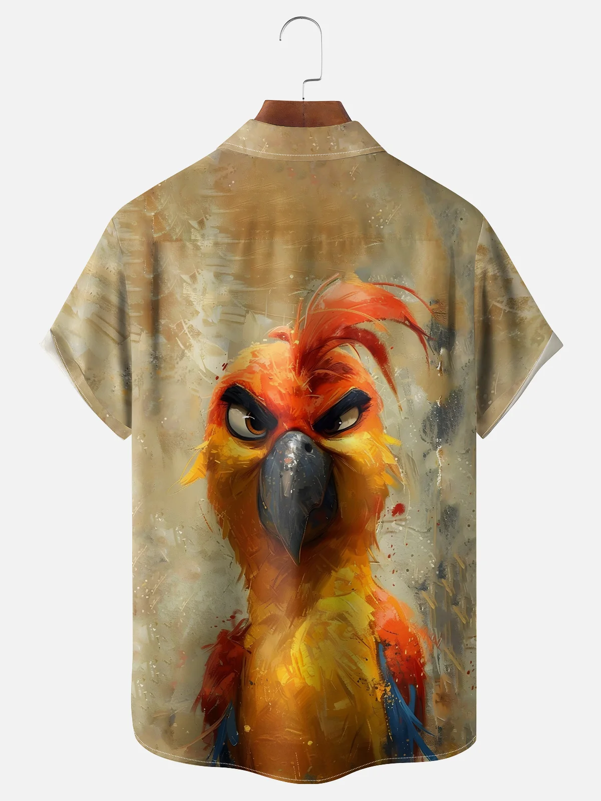 Moisture-wicking Art Painting Parrot Chest Pocket Hawaiian Shirt