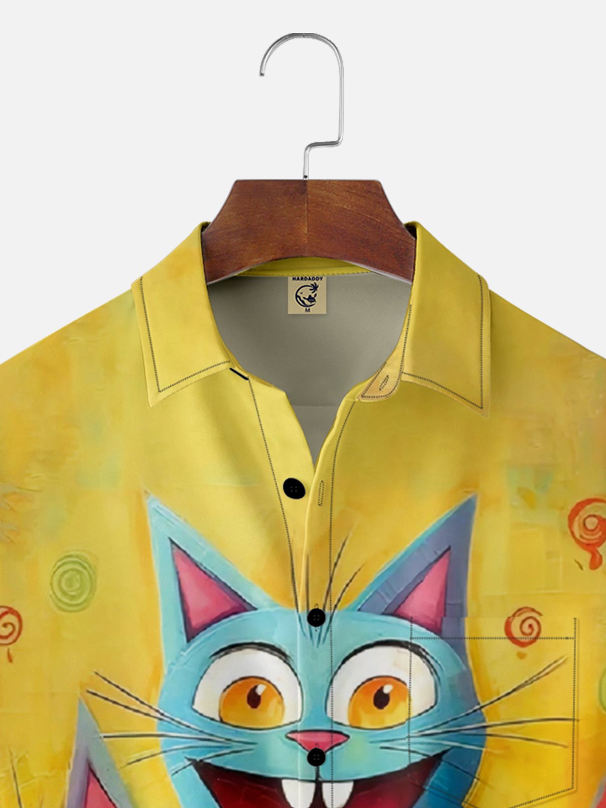 Moisture-wicking Abstract Cat Chest Pocket Hawaiian Shirt