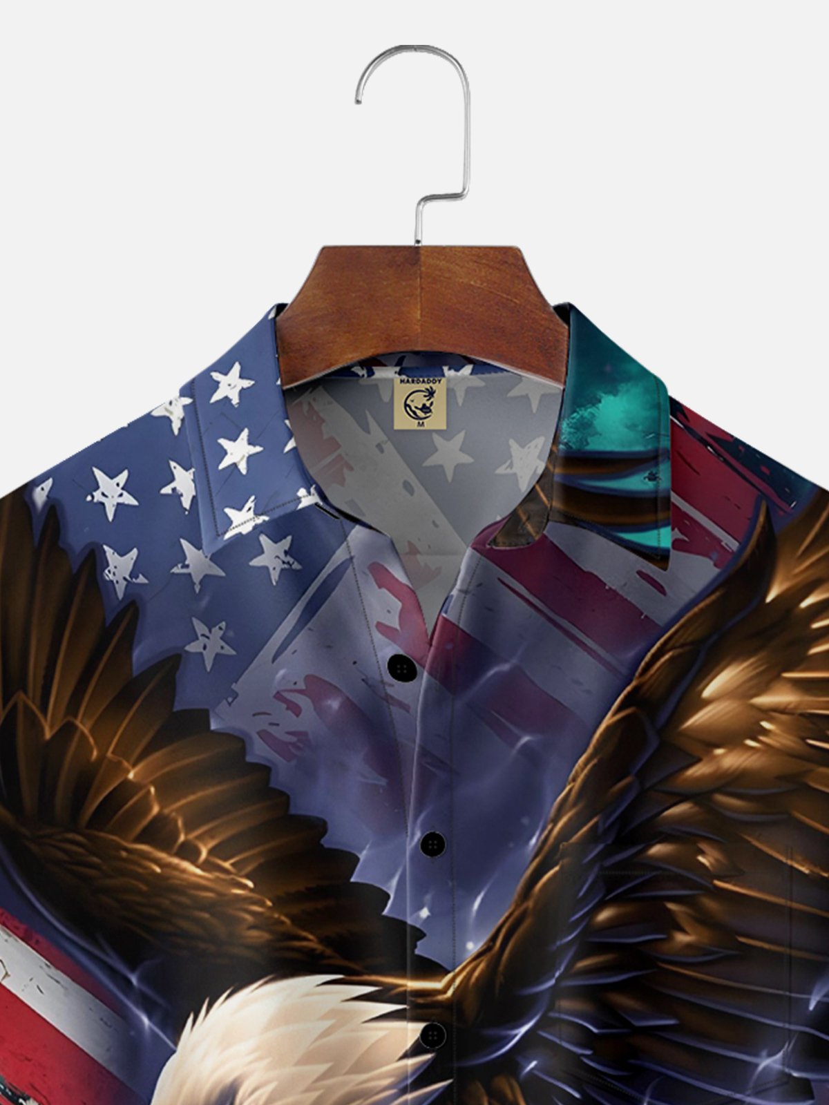 Moisture-wicking American Flag Eagle Chest Pocket Hawaiian Shirt