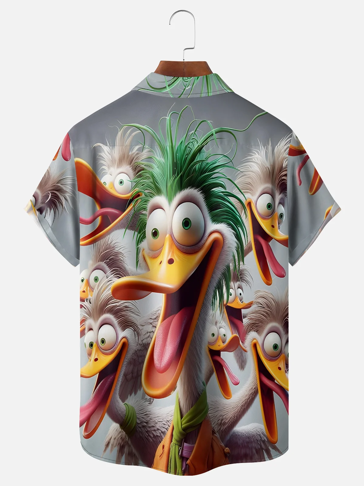 Moisture-wicking Funny Duck Chest Pocket Hawaiian Shirt