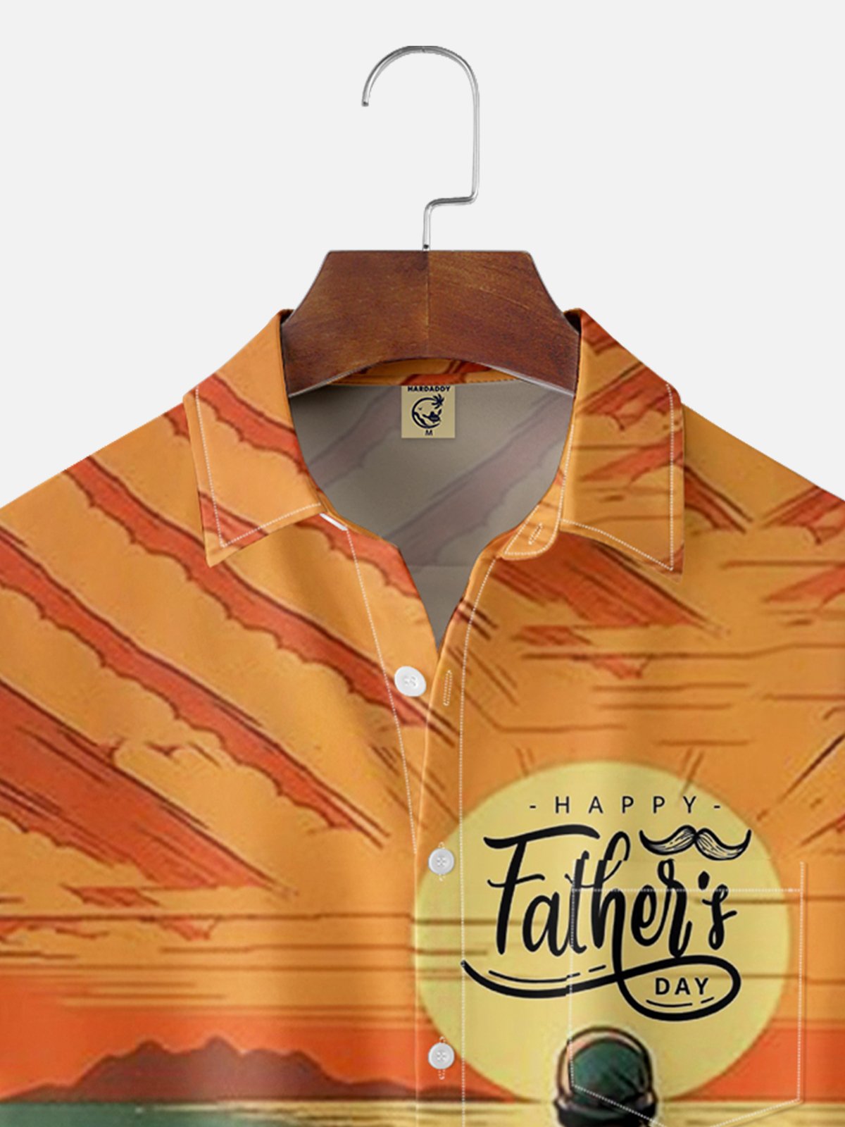 Moisture-wicking Father's Day Illustration Chest Pocket Hawaiian Shirt