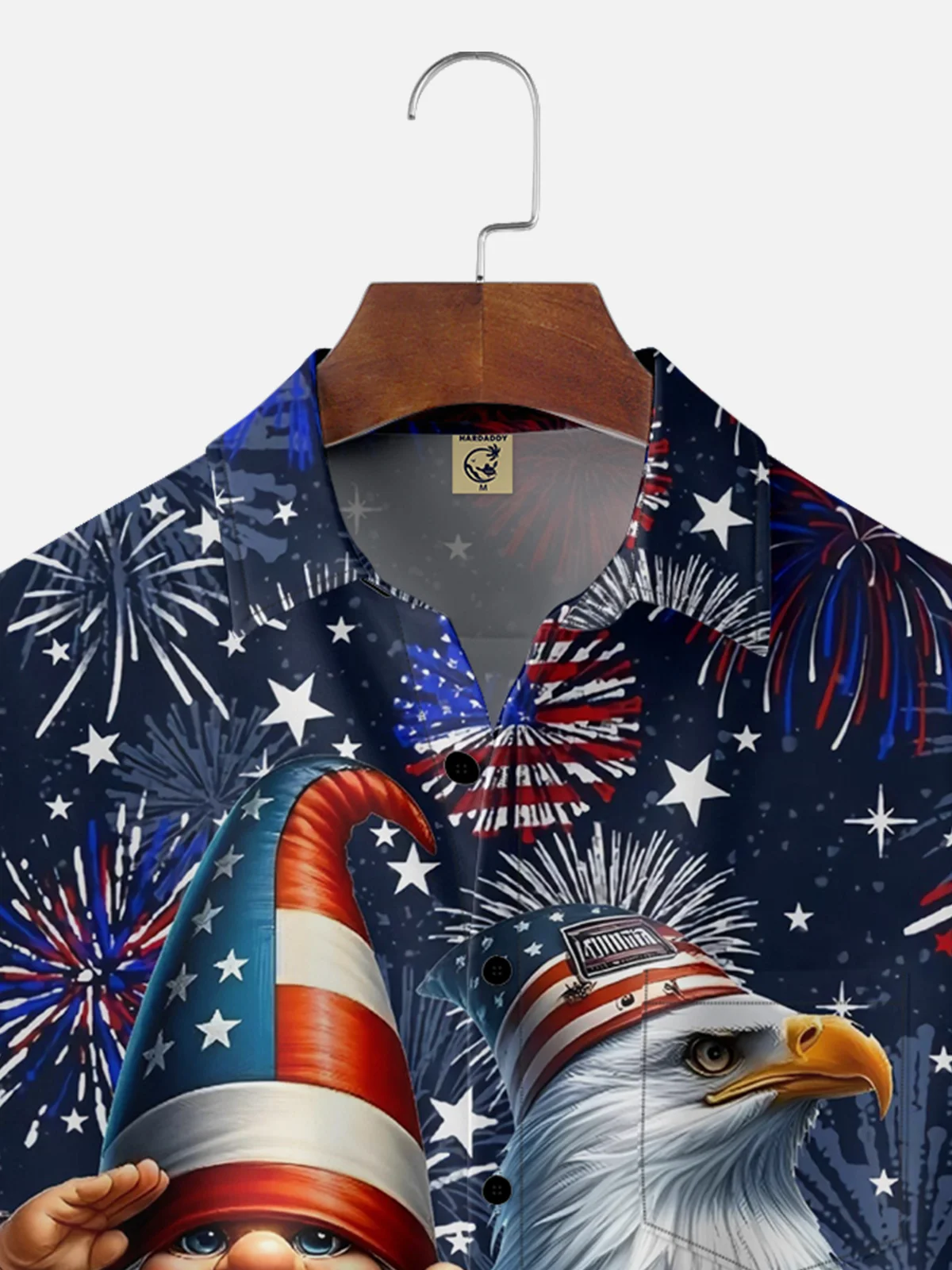 Moisture-wicking American Flag Gnome Chest Pocket Hawaiian Shirt