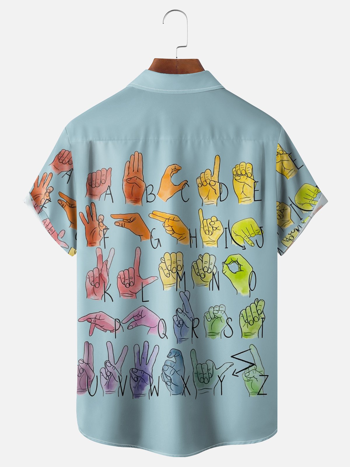 Moisture-wicking Sign Language Chest Pocket Hawaiian Shirt