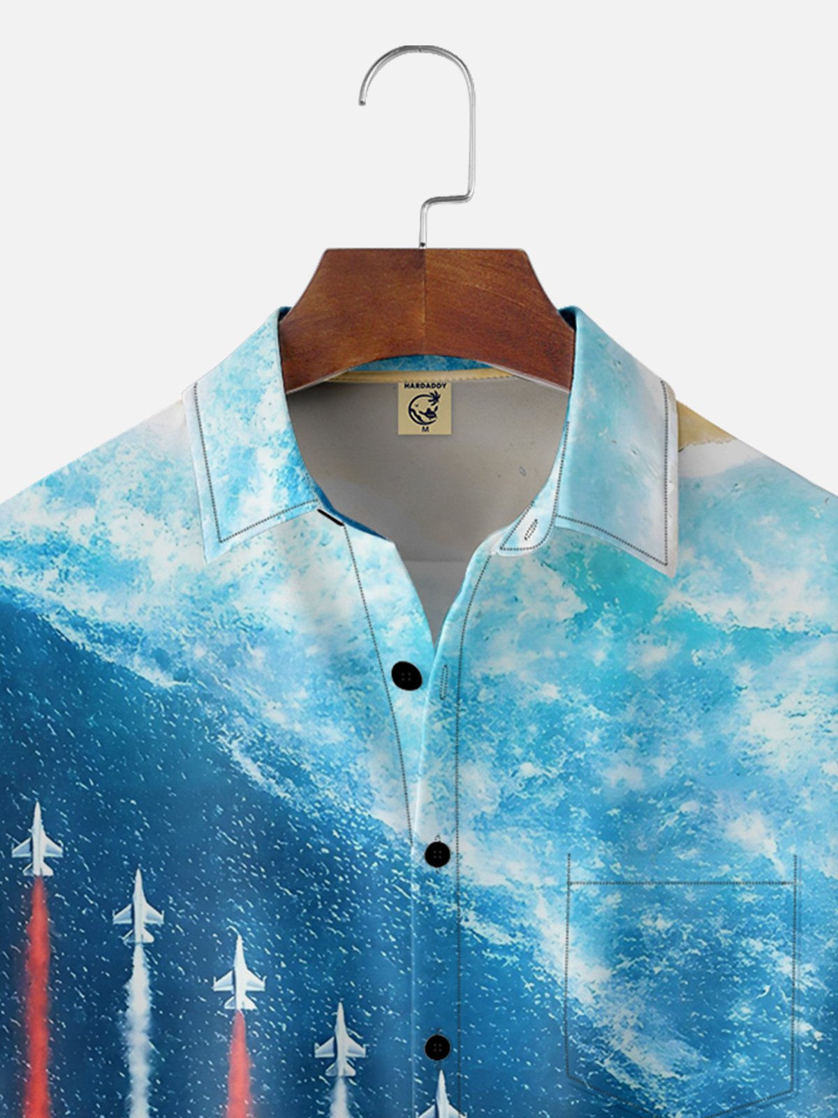 Moisture-wicking Airplane Chest Pocket Hawaiian Shirt