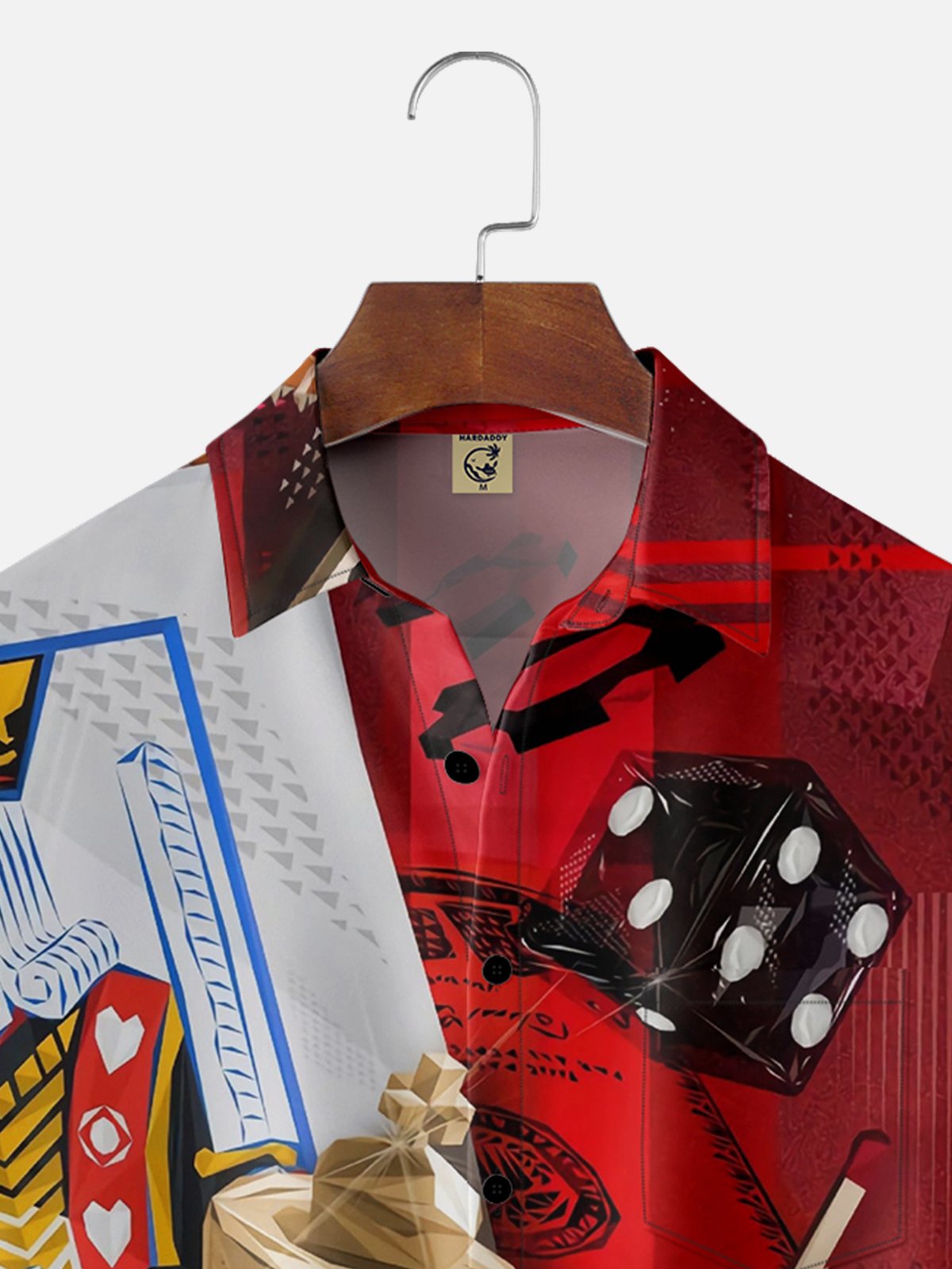 Moisture-wicking Dice Playing Cards Chest Pocket Hawaiian Shirt