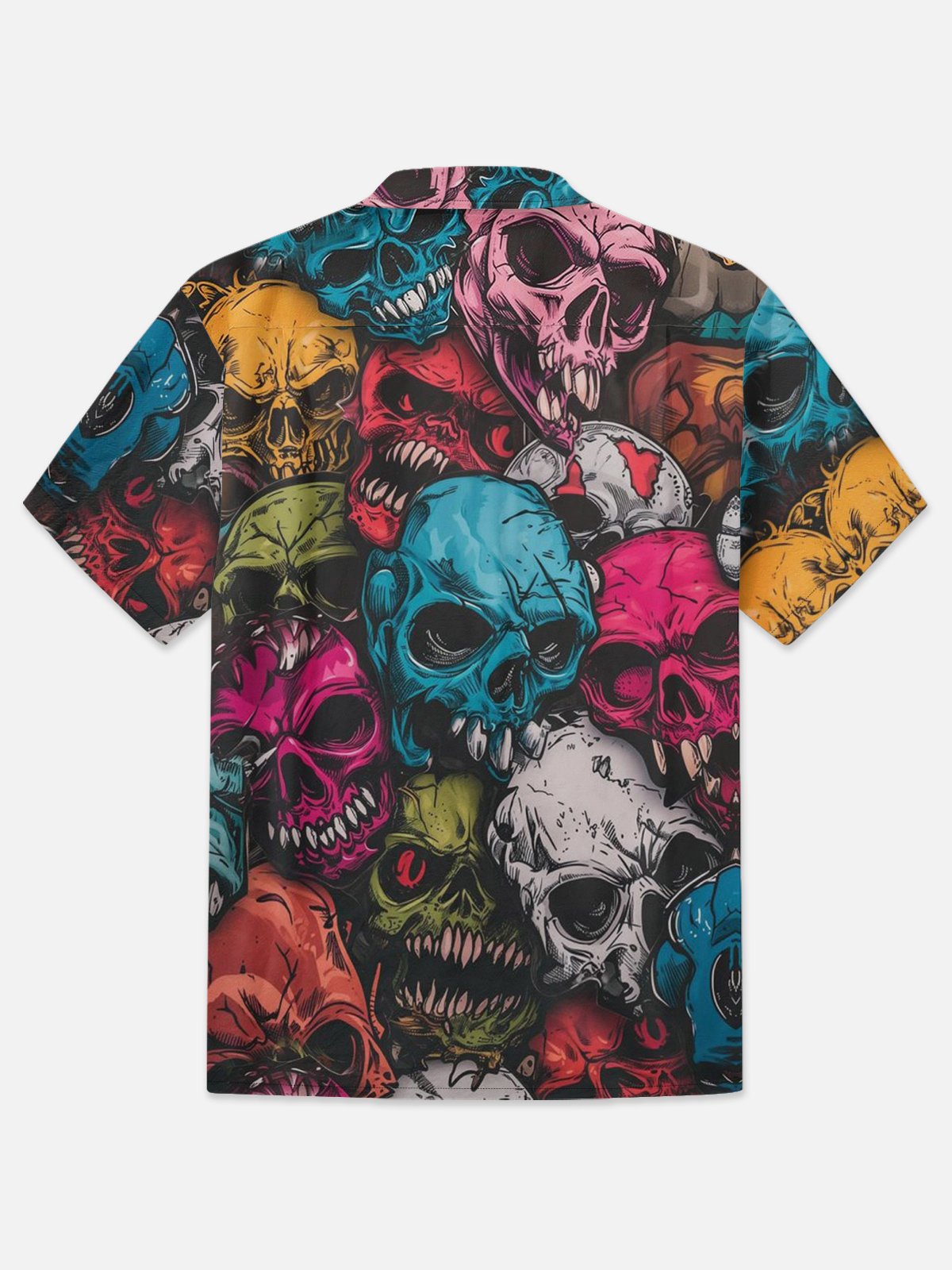 Moisture-wicking Skull Illustration Hawaiian Shirt