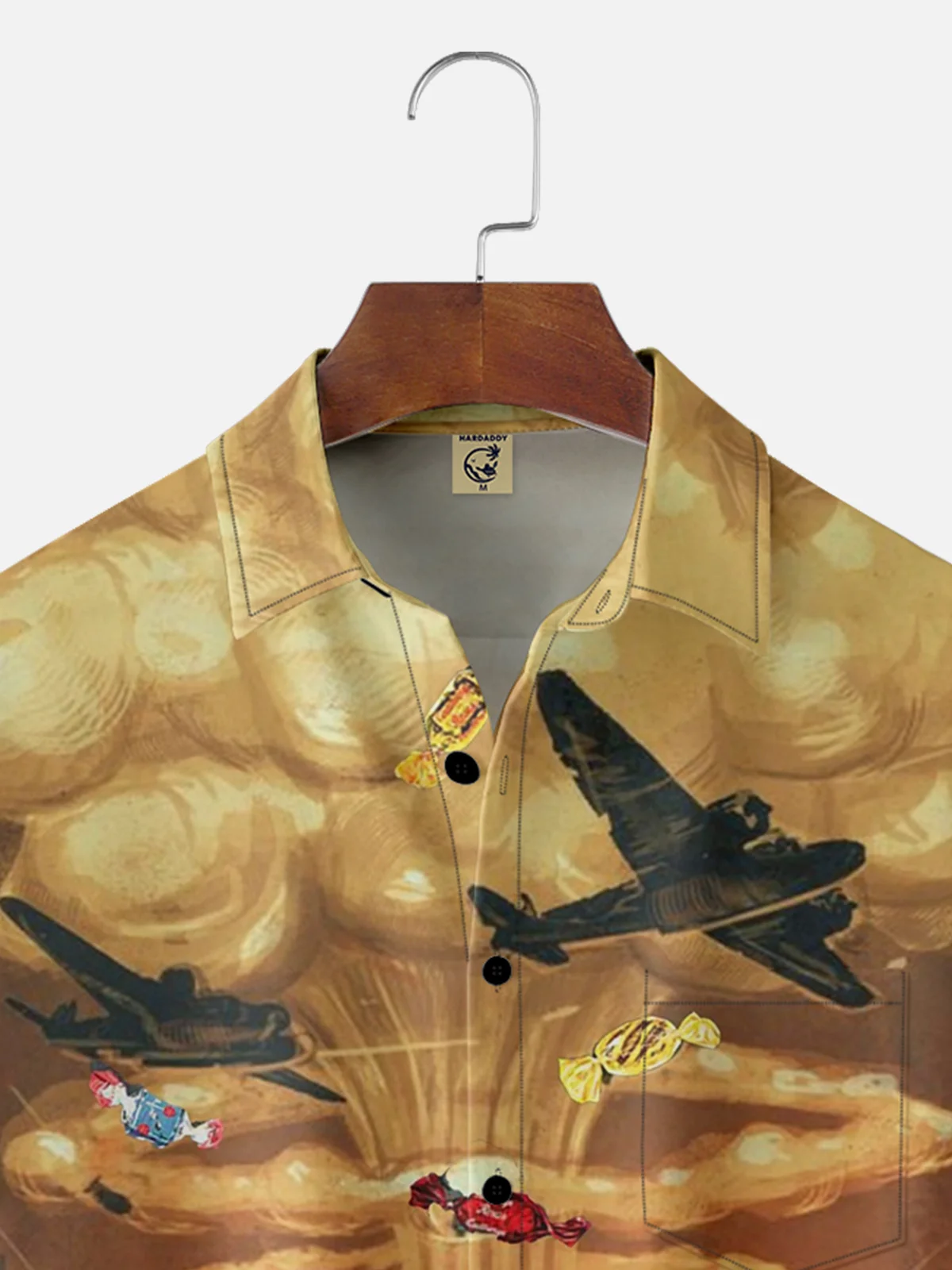 Moisture-wicking Airplane Painting Chest Pocket Hawaiian Shirt