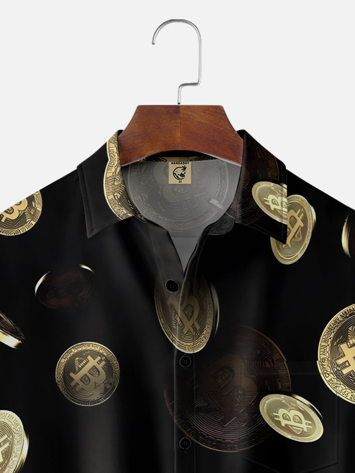Breathable Bitcoin Chest Pocket Casual Shirt