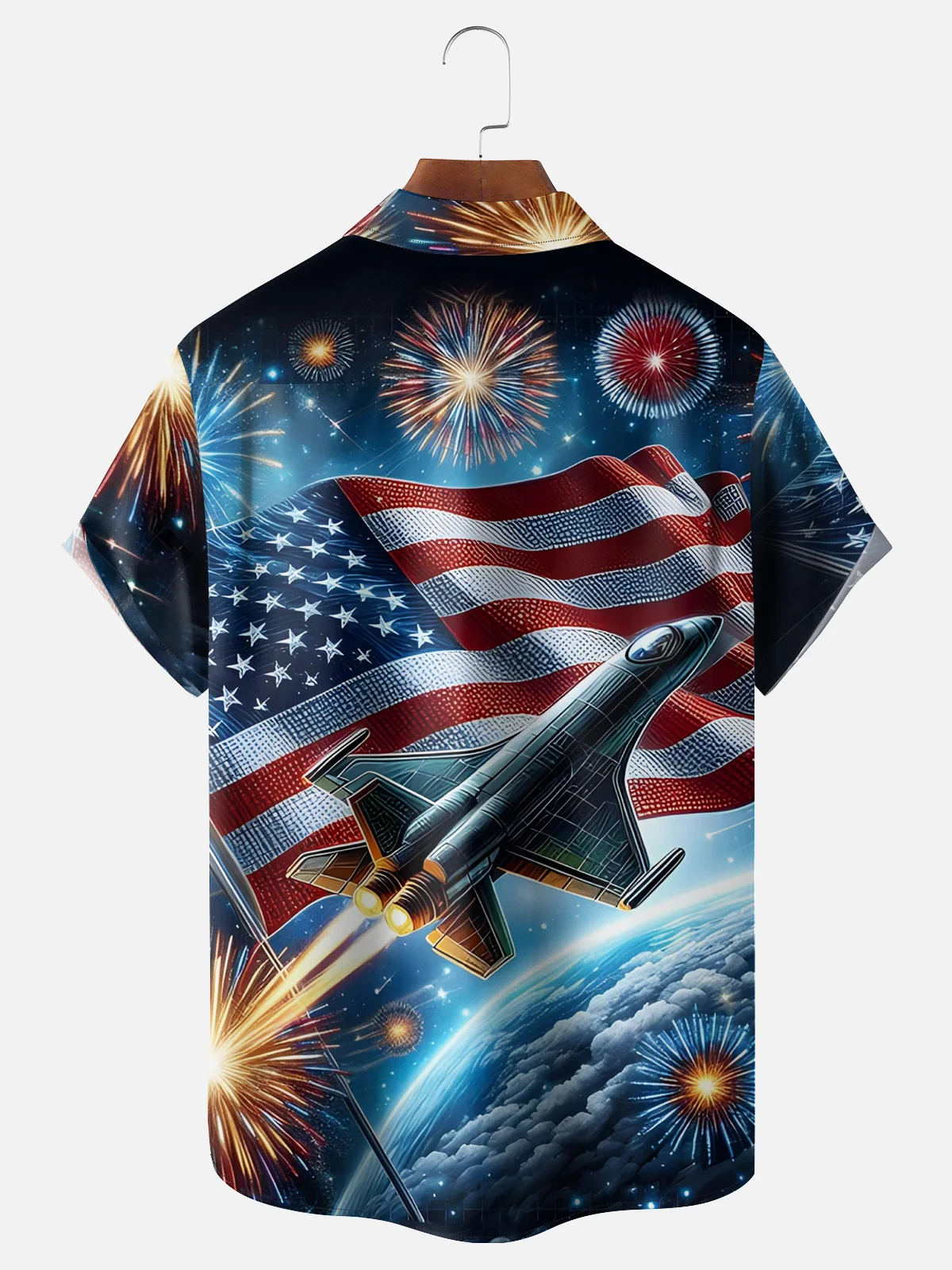 Moisture-wicking National Independence Day Fighter Plane Patriotic Shirt