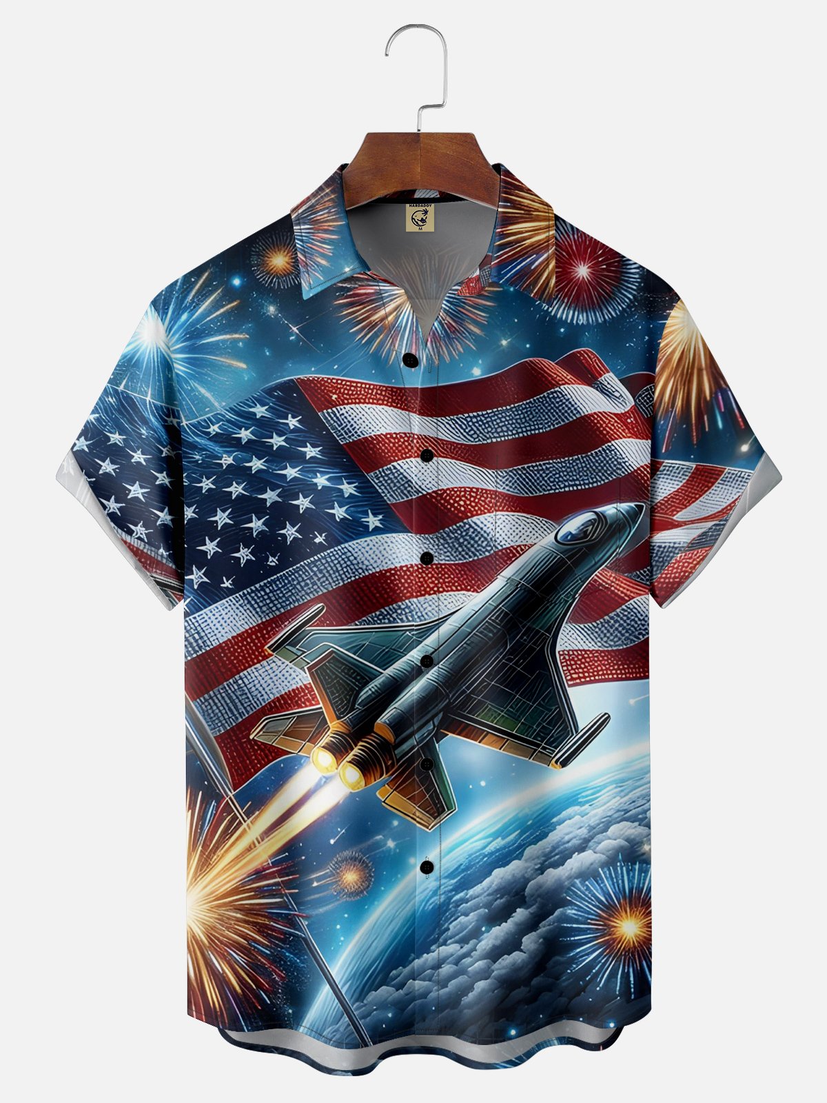 Moisture-wicking National Independence Day Fighter Plane Patriotic Shirt