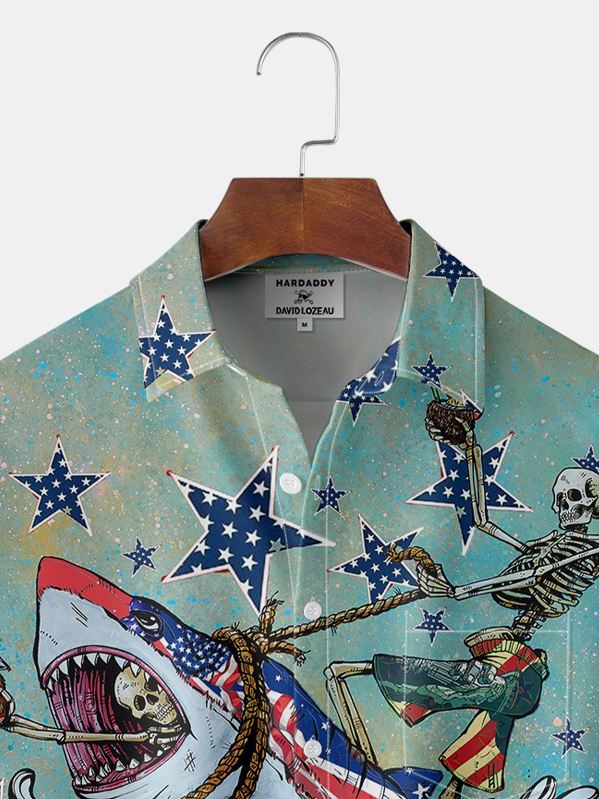 Shark Surfing Hawaiian Shirt By David Lozeau