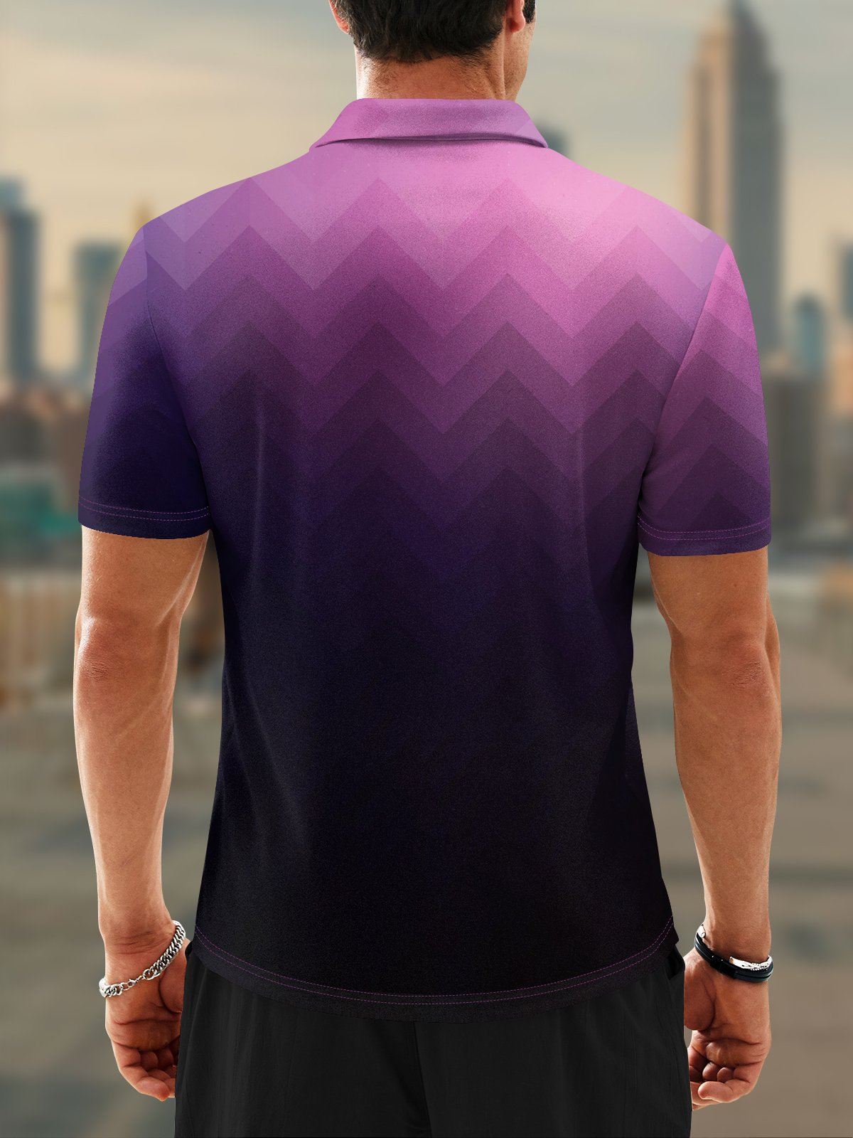 Moisture Wicking Golf Polo 3D Gradient Color Abstract Geometric